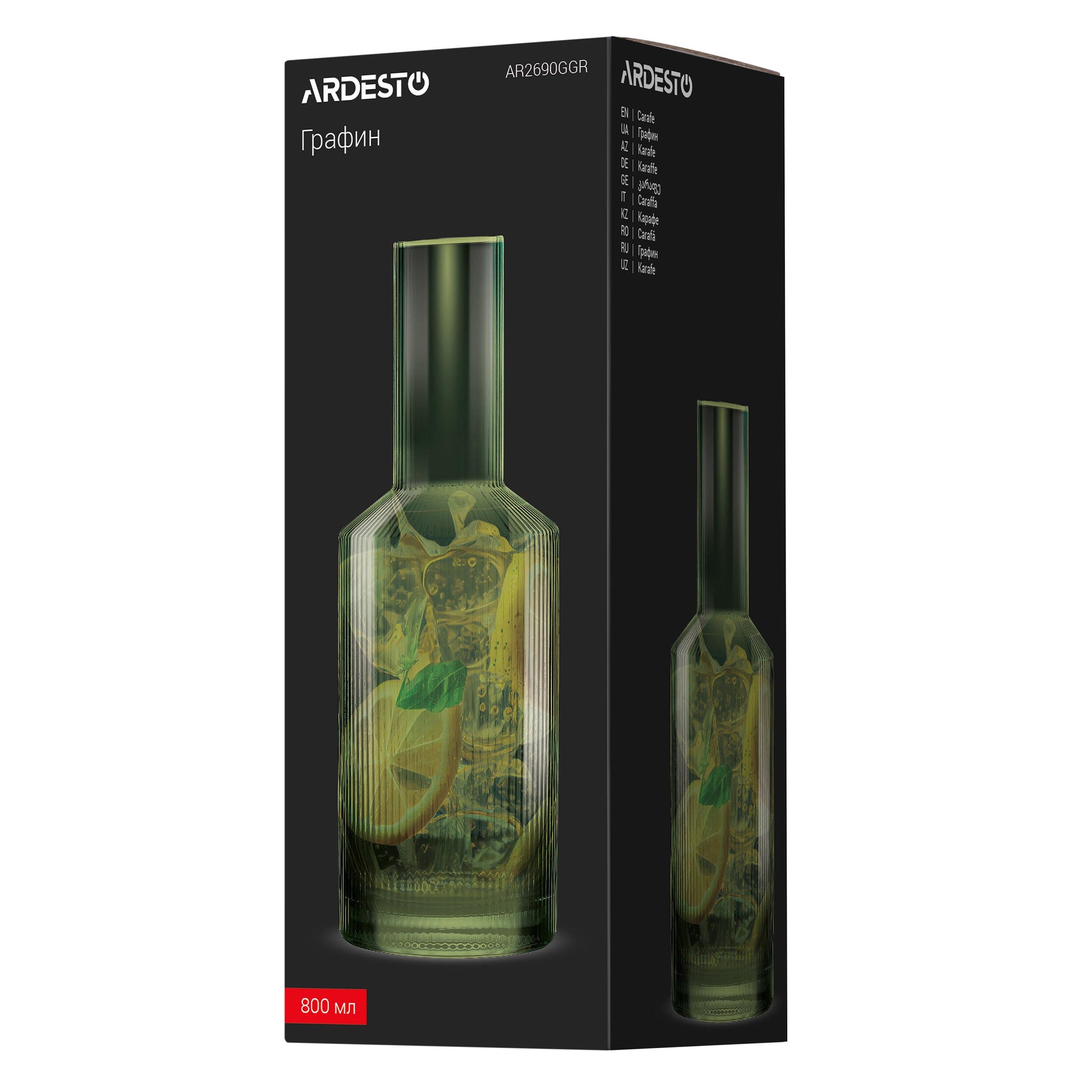 Ardesto Carafe, 800ml, borosilicate glass, green