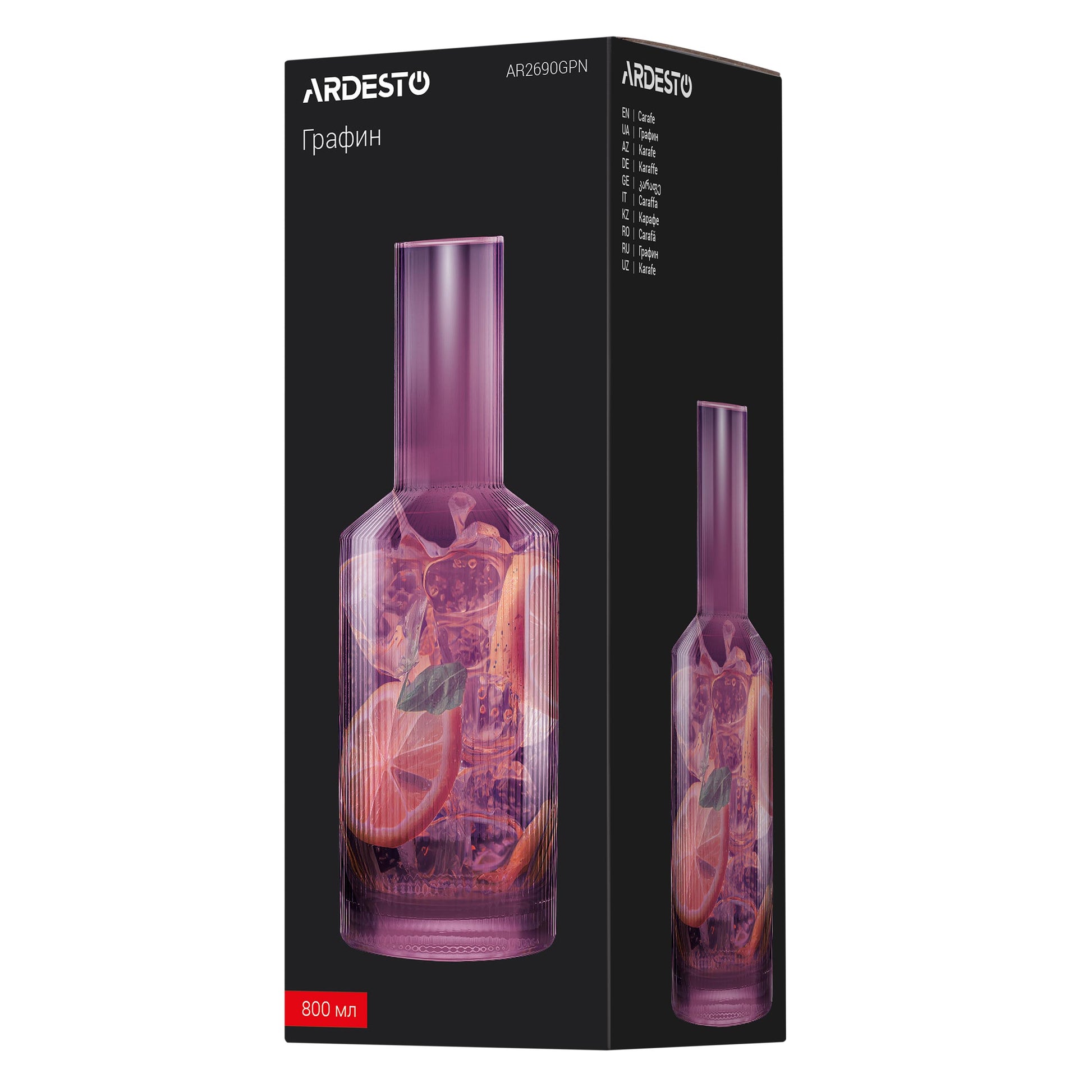 Ardesto Carafe, 800ml, borosilicate glass, pink