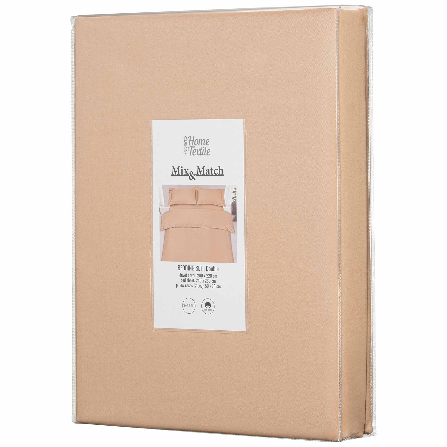 Ardesto Bedding set 2.0 Gloria, sateen, duvet cover 200x220cm, bed sheet 230x240cm, pillowcases (2) 50x70cm, 100% cotton, cats light pink