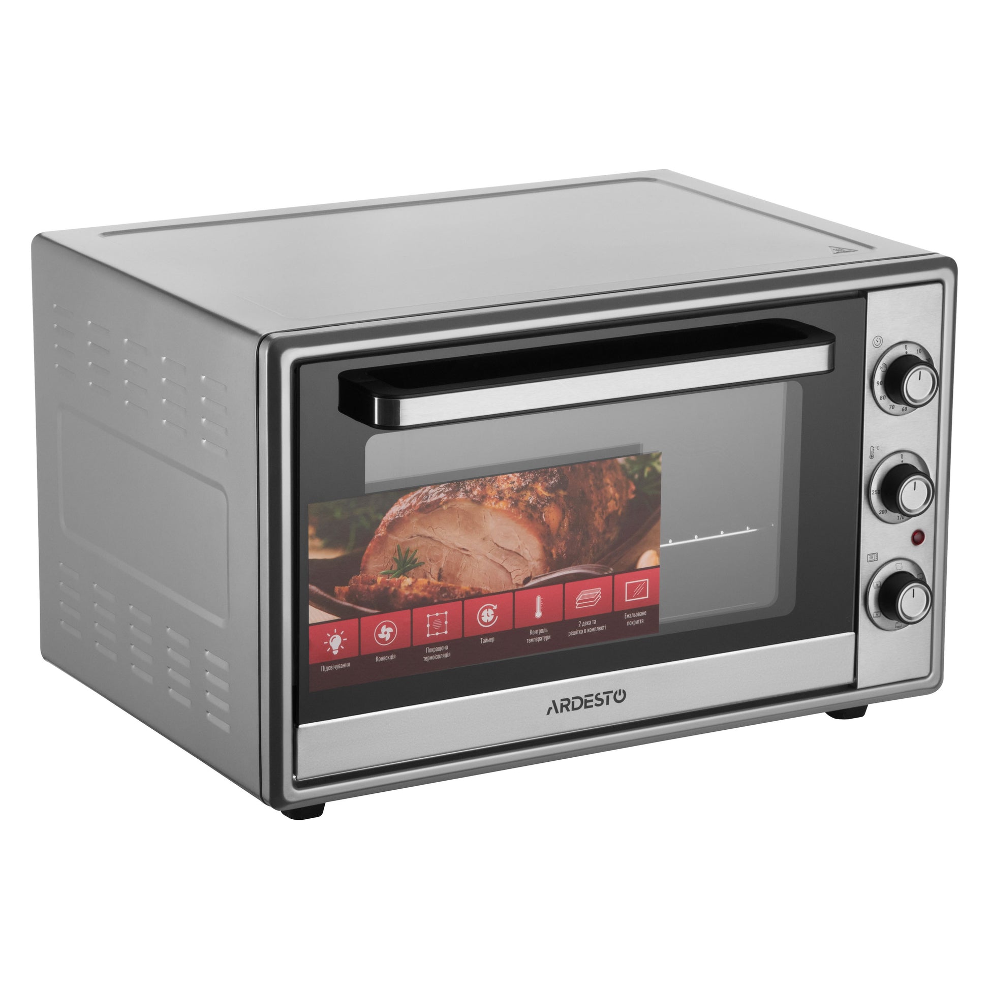 ARDESTO Electric oven, 60L, 2000W, mech., convection, double glass, grey