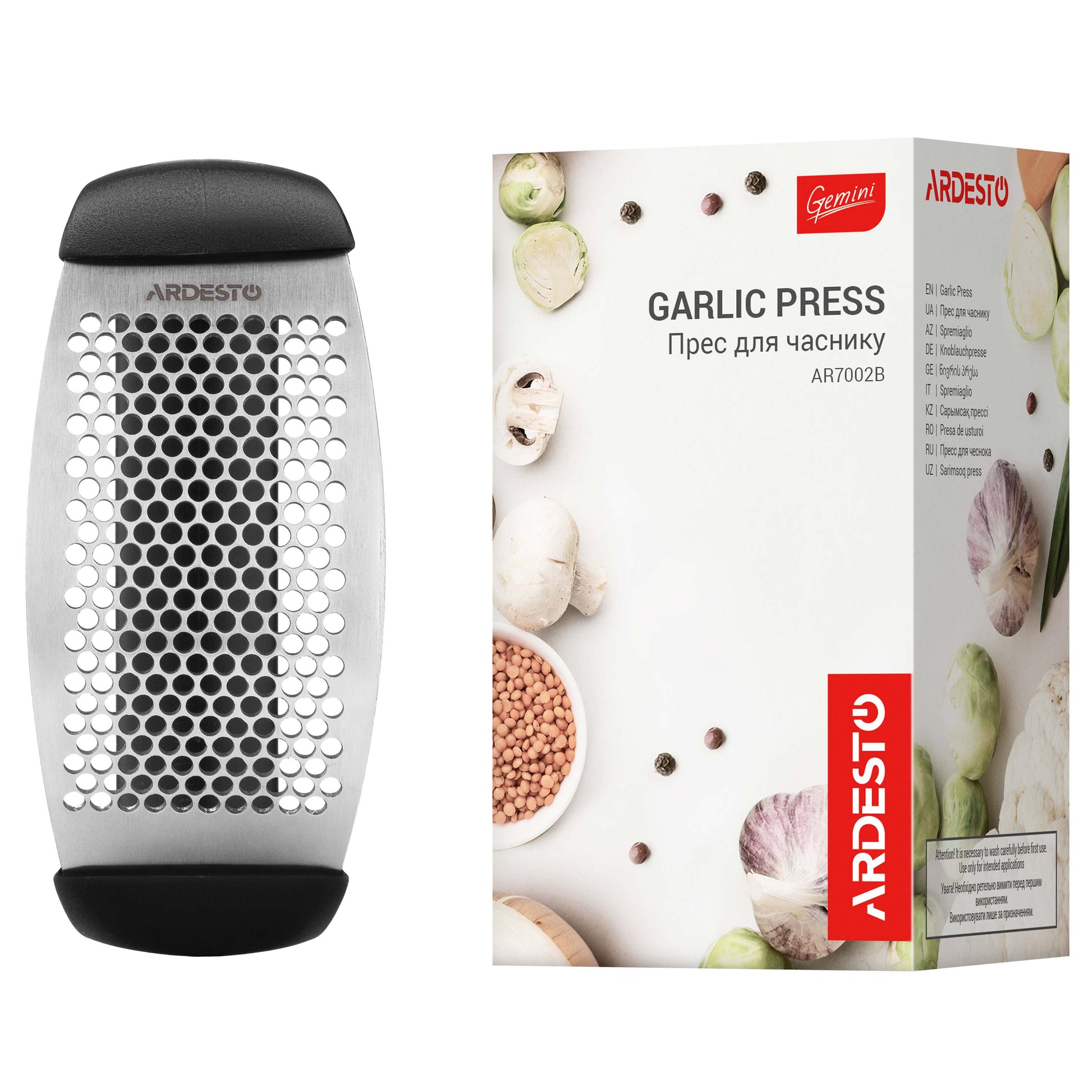 Ardesto Garlic press Gemini, 12cm, stainless steel steel, plastic, black