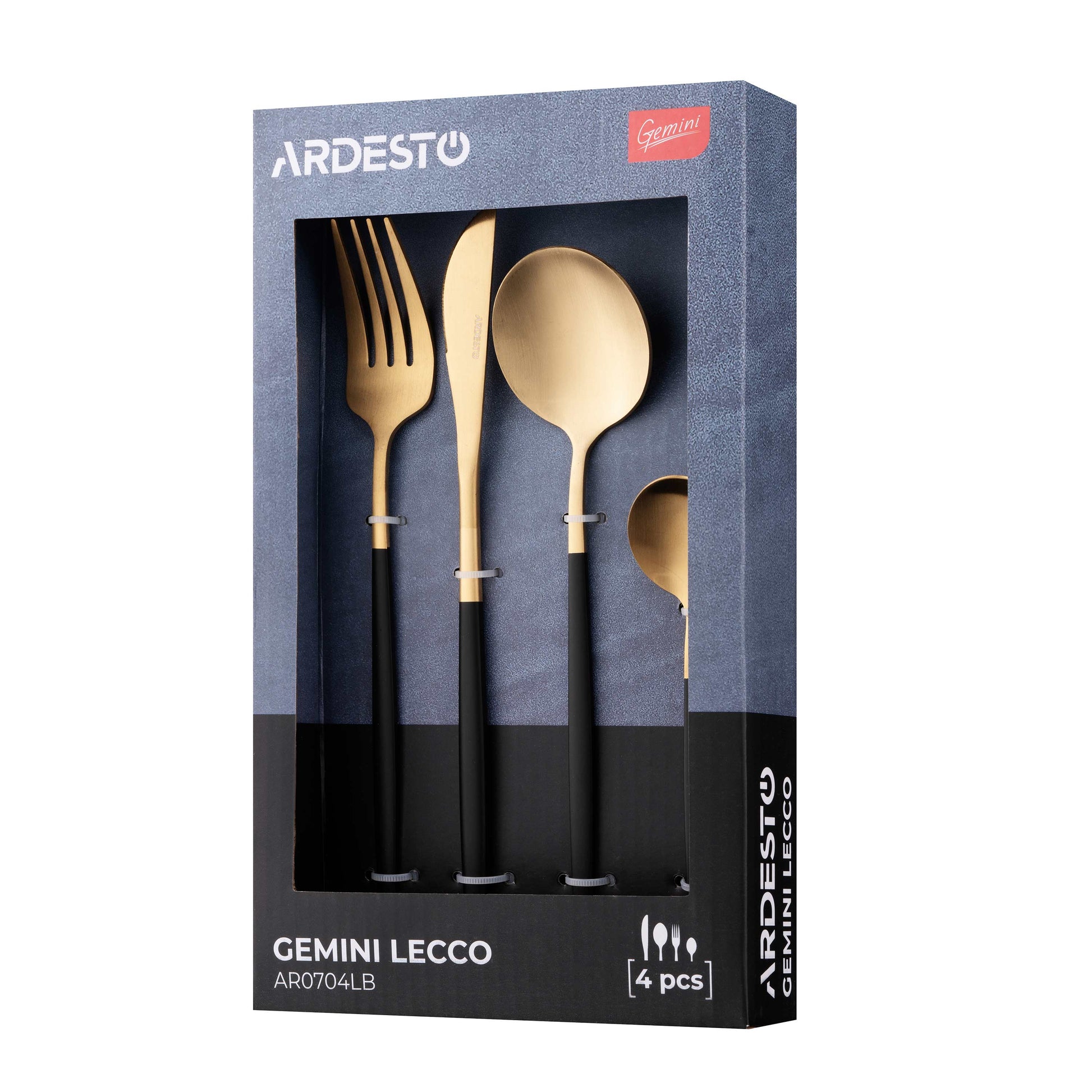 Cutlery set ARDESTO Gemini Lecco, 4pcs, stainless steel, golden-black 767637169554