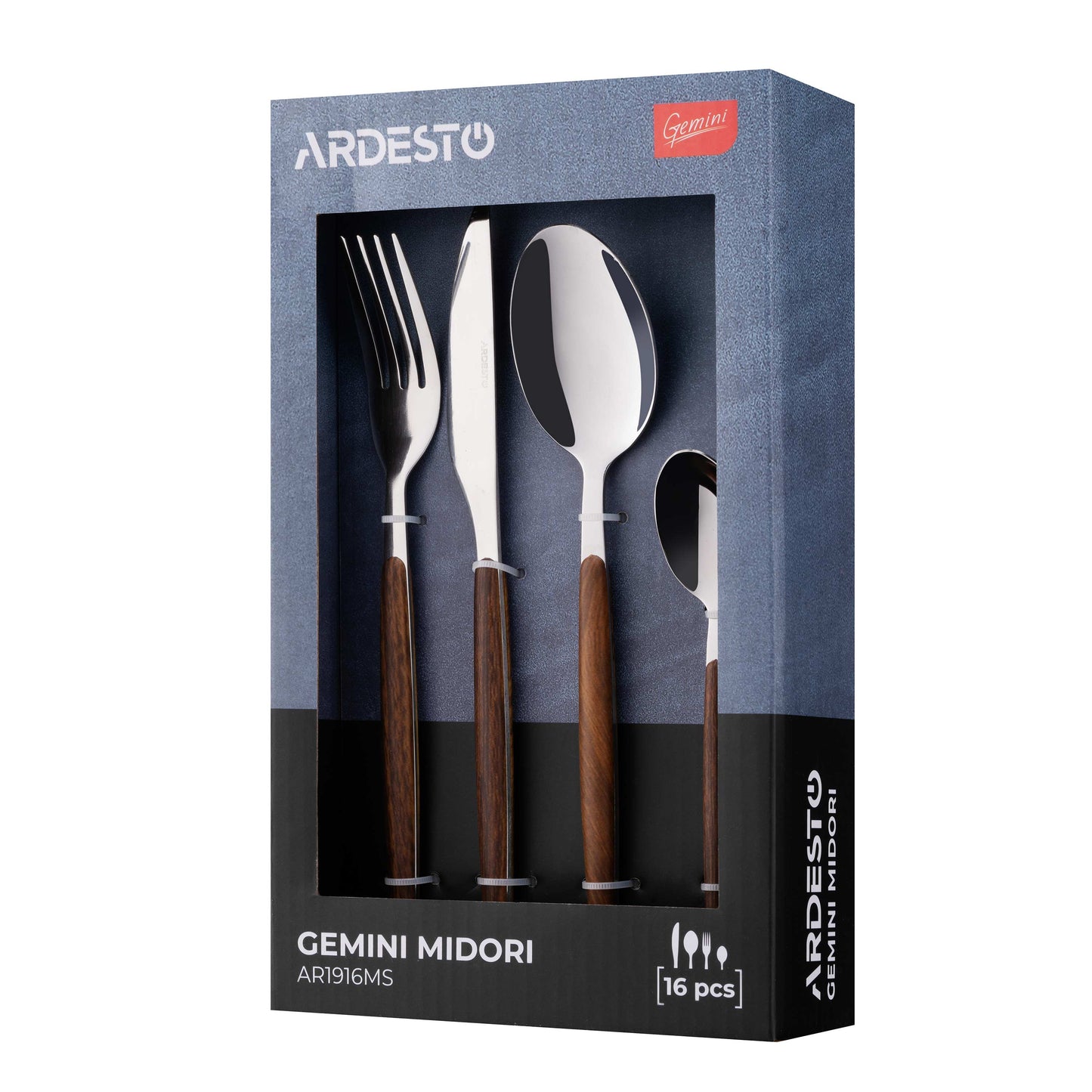 Cutlery set ARDESTO Gemini Midori, 16pcs, stainless steel, plastic, brown 767637169578