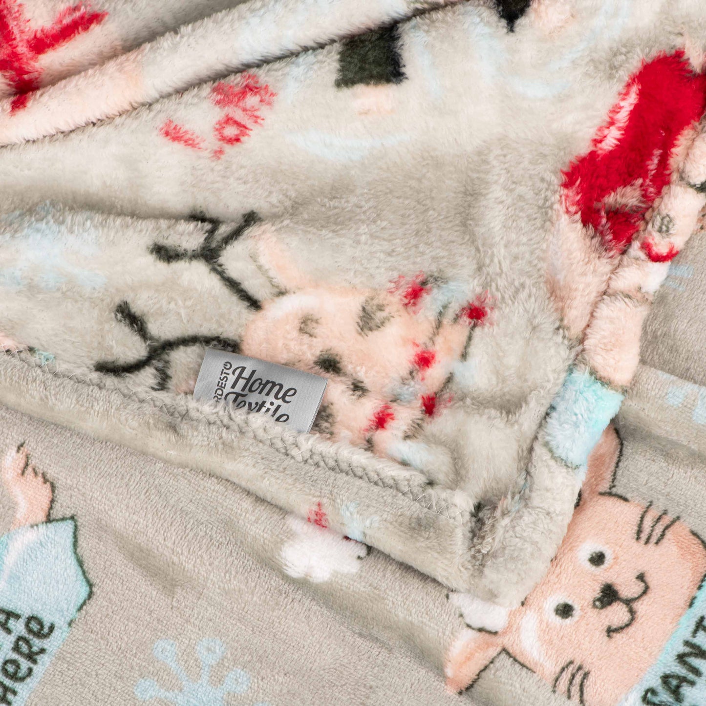 Ardesto Christmas Flannel blanket 160x200cm, 100% polyester, Christmas cats