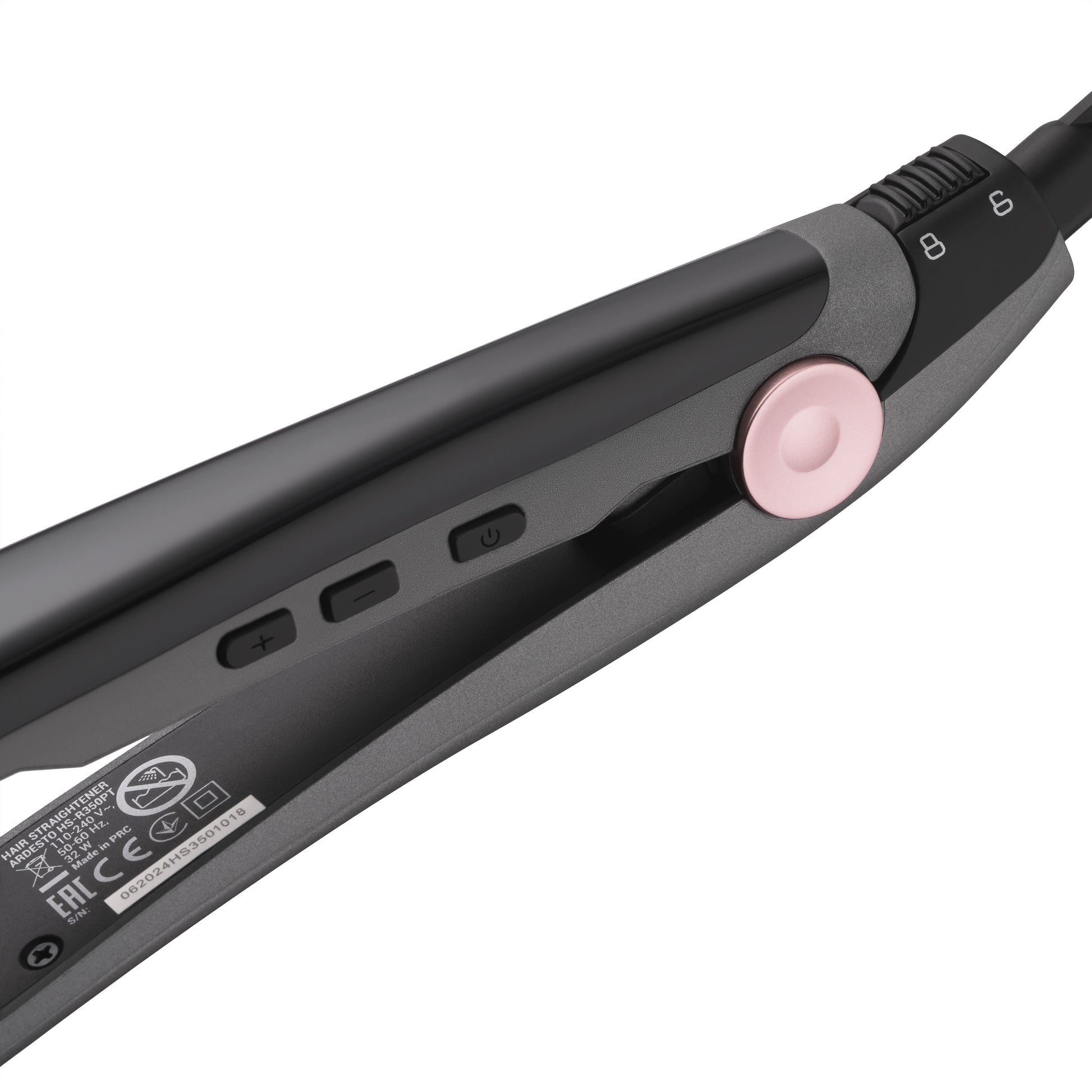 Ardesto Hair straightener Pink Touch, 32W, 110-200C, ceramics, gray+pink