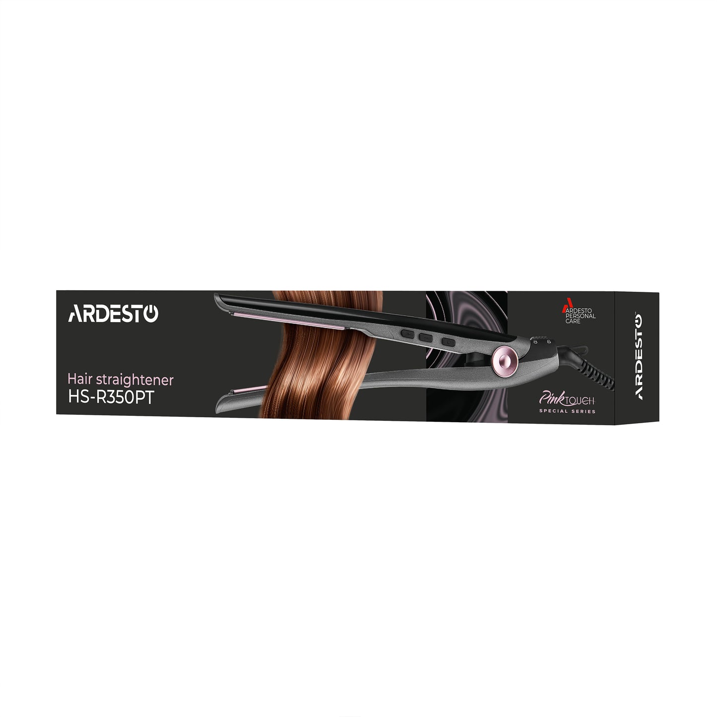 Ardesto Hair straightener Pink Touch, 32W, 110-200C, ceramics, gray+pink