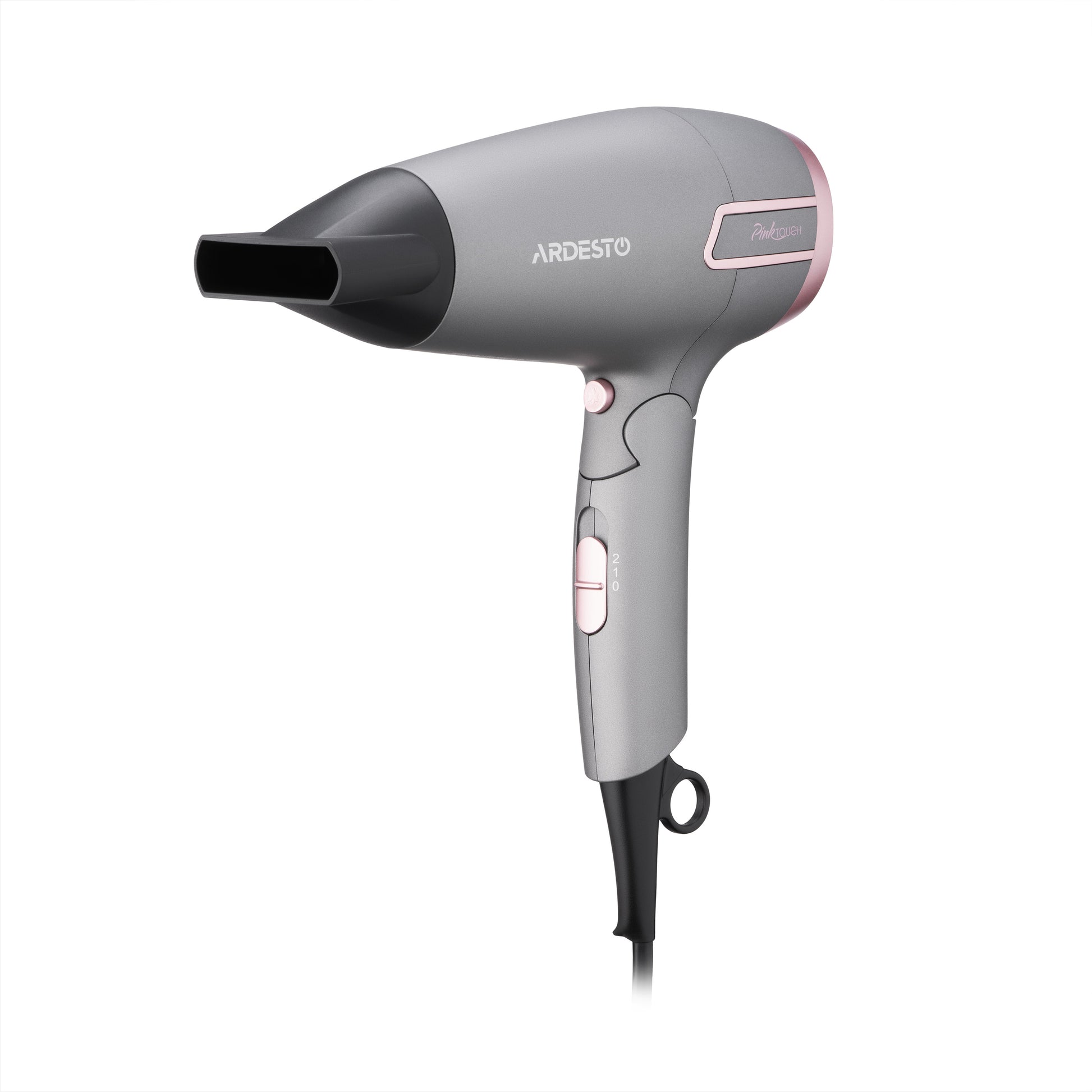 Ardesto Hair Dryer Pink Touch, 2000W, 2 speeds, 2 heat setting, foldable handle, gray+pink