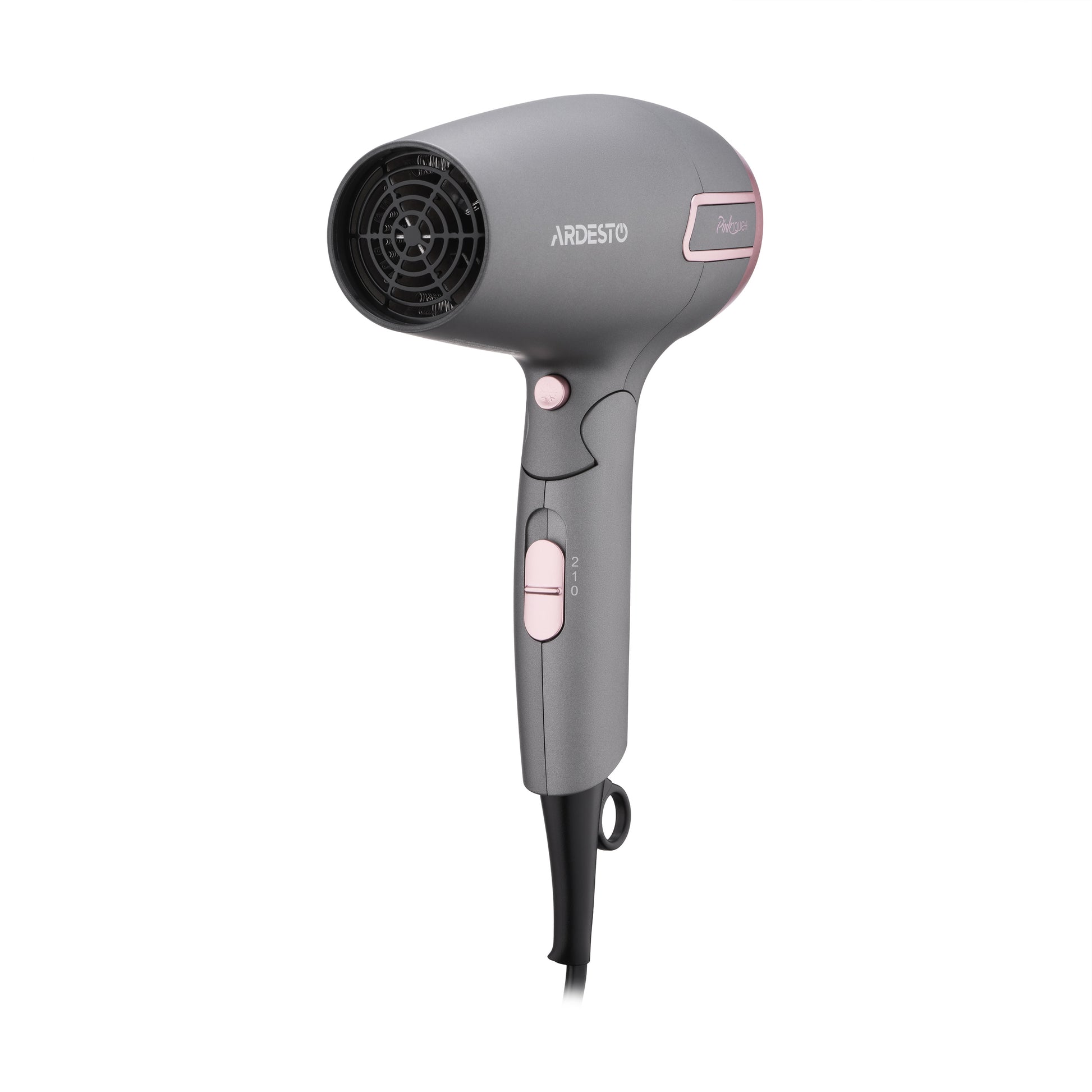 Ardesto Hair Dryer Pink Touch, 2000W, 2 speeds, 2 heat setting, foldable handle, gray+pink