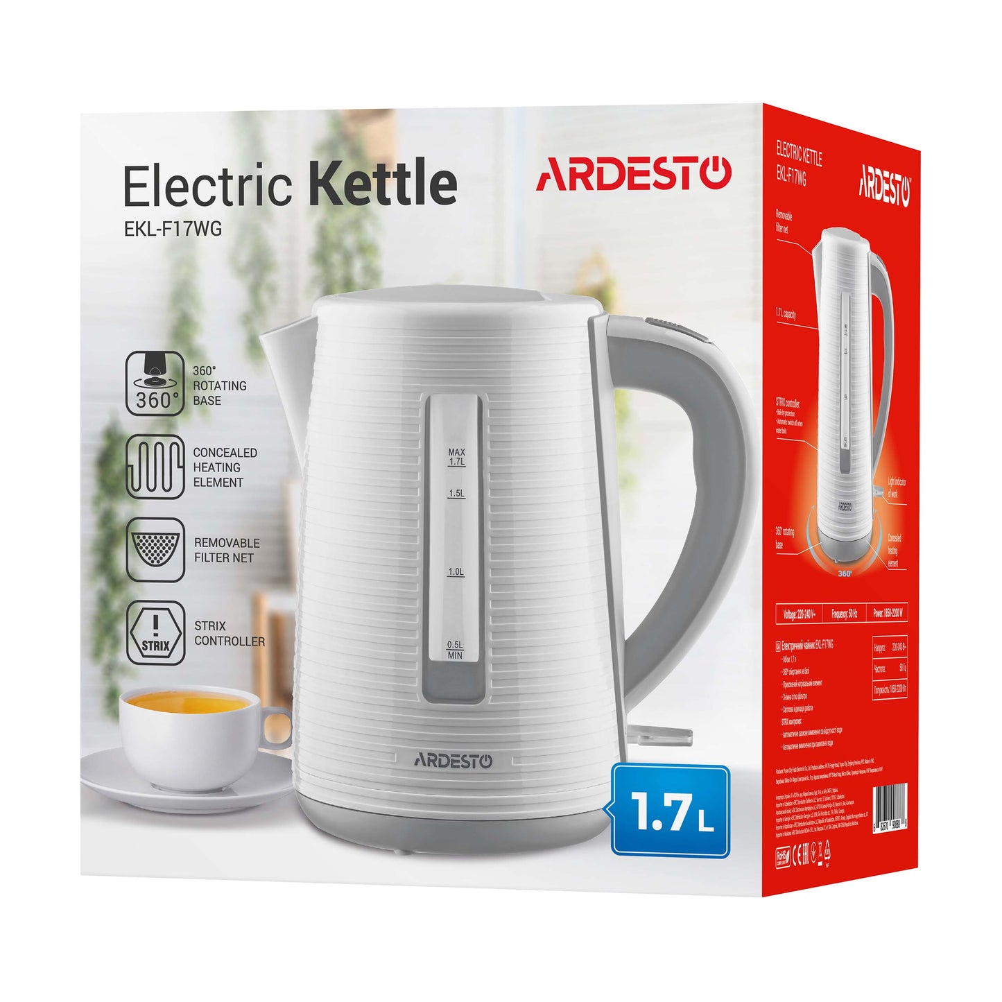 Ardesto EKL-F17WG electric kettle with Strix controller