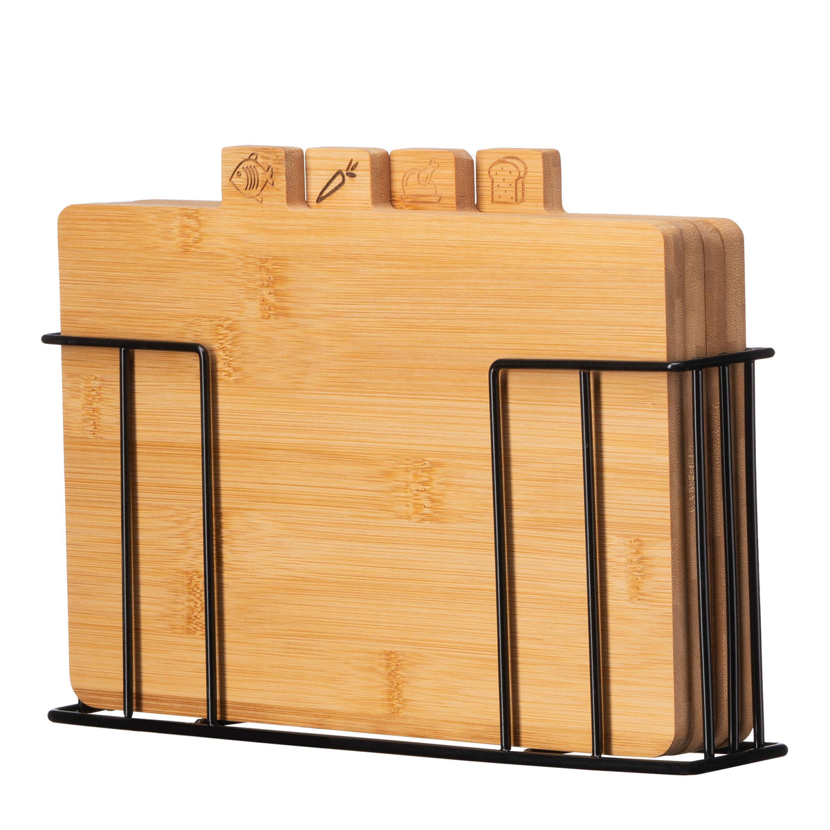 Ardesto Cutting board set with stand Midori, 4pcs, 30х5.6х20.3cm, bamboo, metal