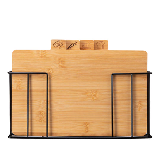 Ardesto Cutting board set with stand Midori, 4pcs, 30х5.6х20.3cm, bamboo, metal