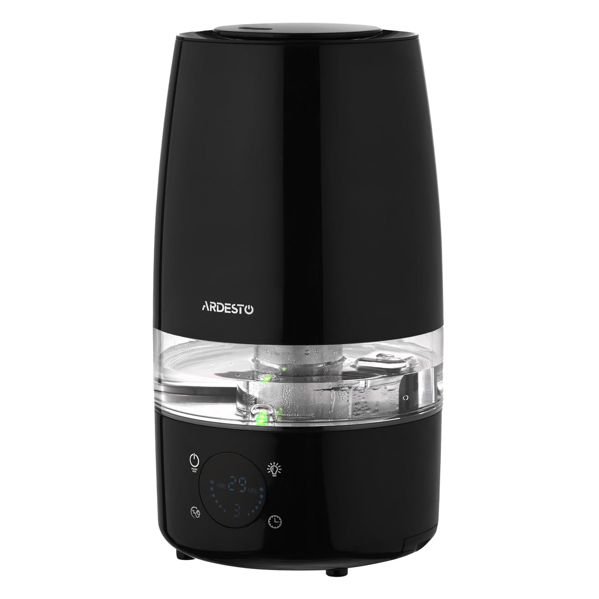 ARDESTO Air humidifier ultrasonic, 30m2, 4l, 280ml/h, electric. control, remote control, top. water inlet, display, black