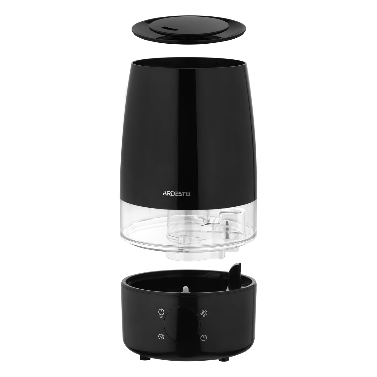 ARDESTO Air humidifier ultrasonic, 30m2, 4l, 280ml/h, electric. control, remote control, top. water inlet, display, black