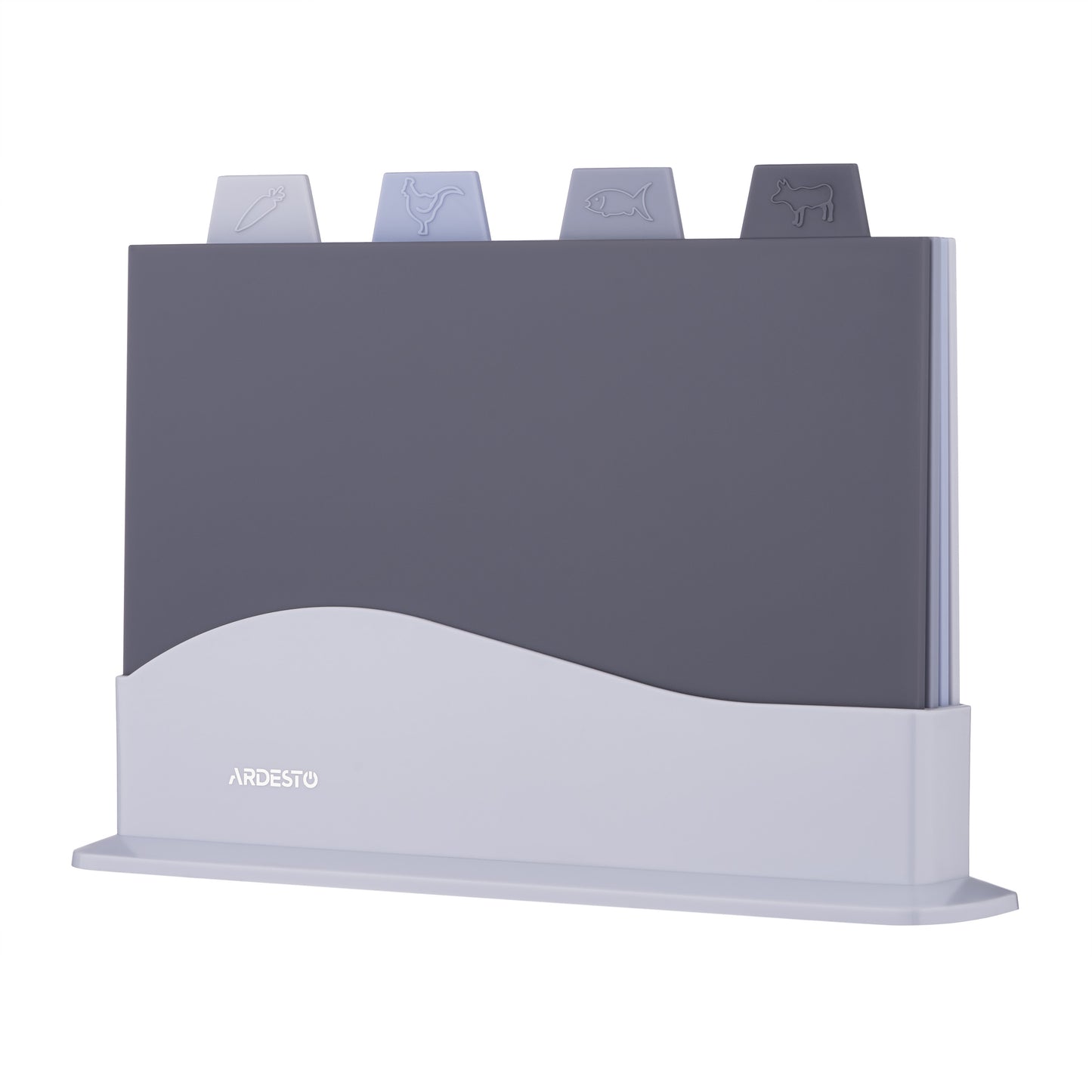 Ardesto Cutting board set with stand Fresh, 4pcs, 23.8x33.8x7cm, plastic