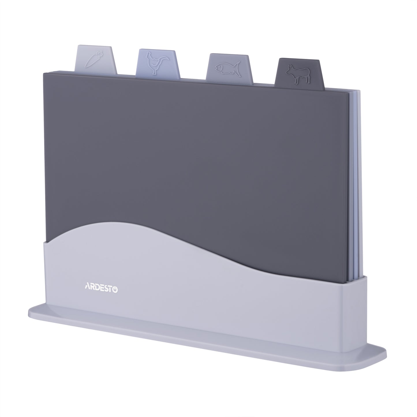 Ardesto Cutting board set with stand Fresh, 4pcs, 23.8x33.8x7cm, plastic