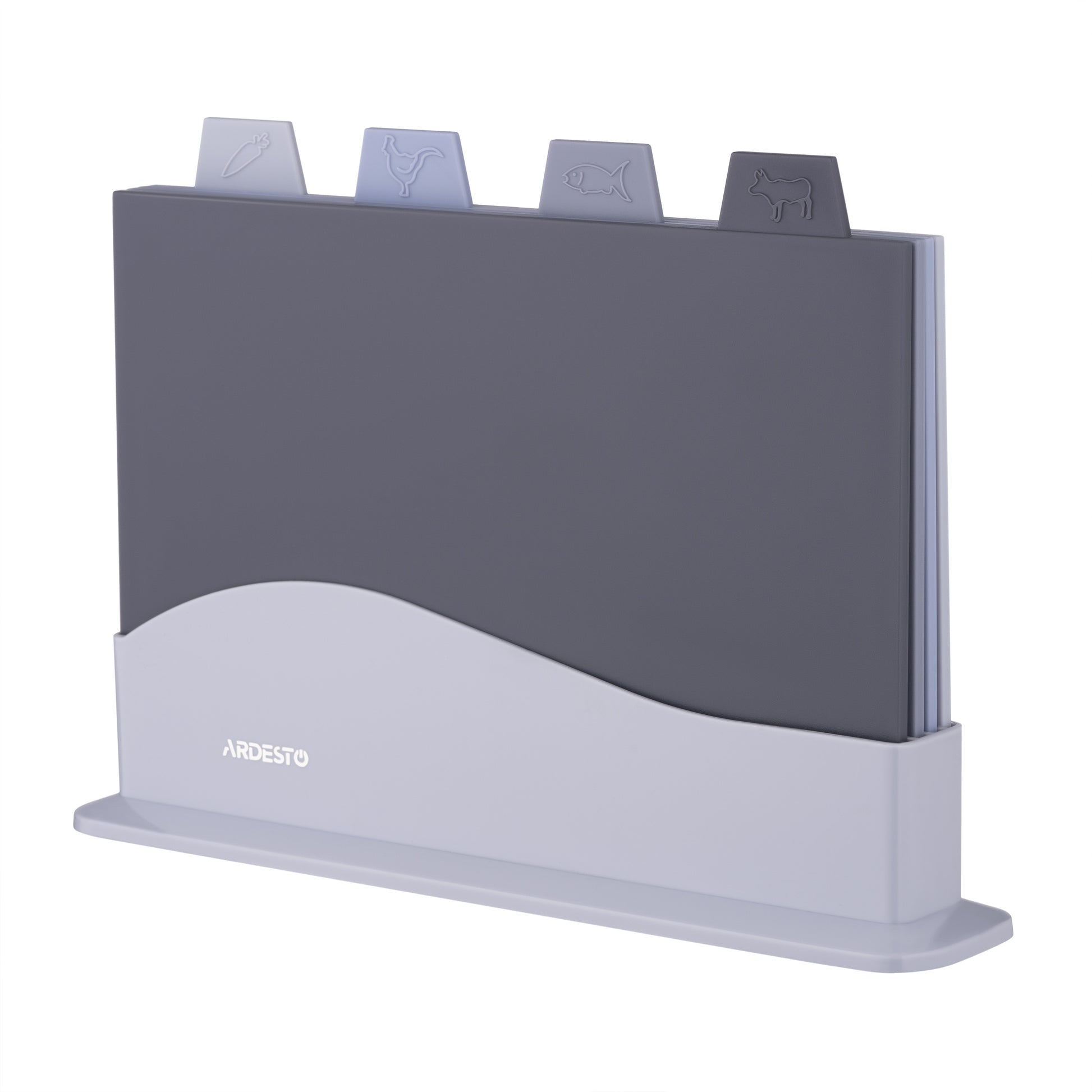 Ardesto Cutting board set with stand Fresh, 4pcs, 23.8x33.8x7cm, plastic