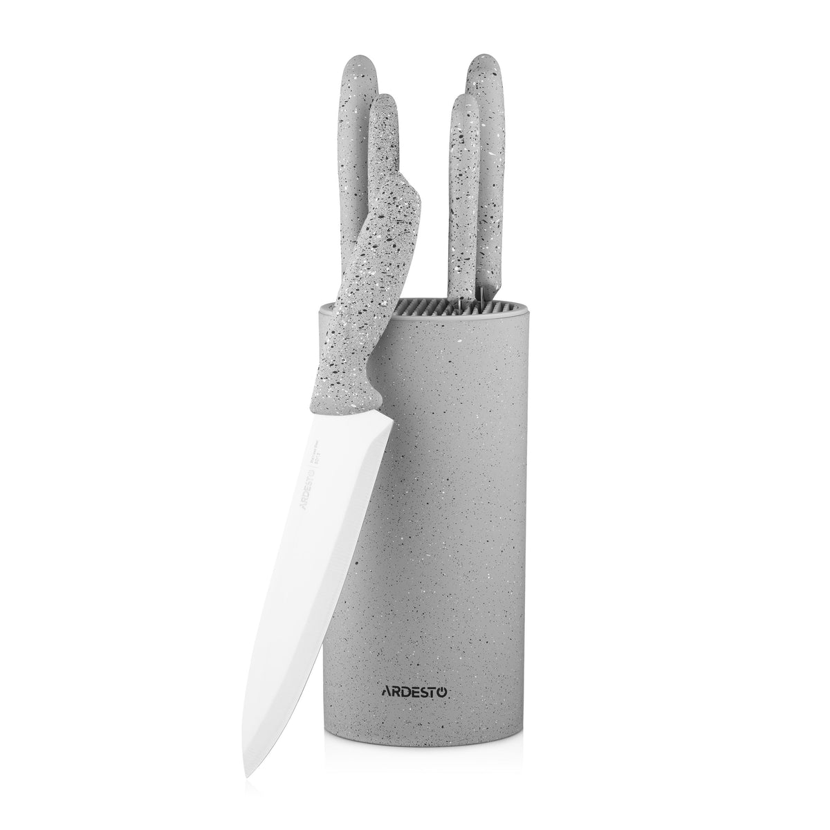 Knives set with block ARDESTO Gemini, 6pcs, stainless steel, plastic, grey 767637177955
