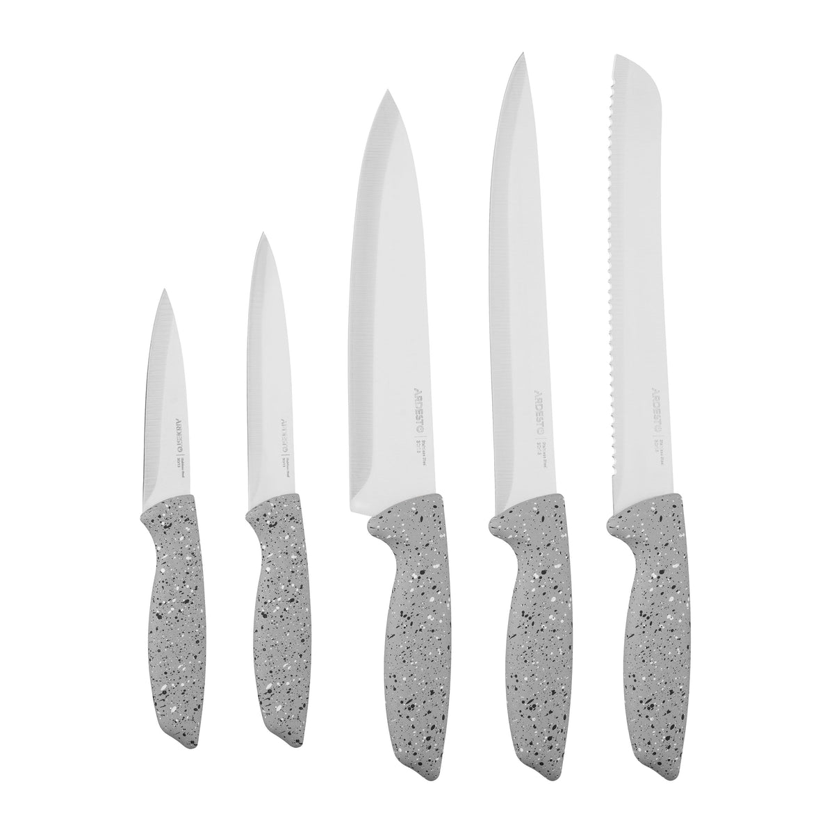 Knives set with block ARDESTO Gemini, 6pcs, stainless steel, plastic, grey 767637177955