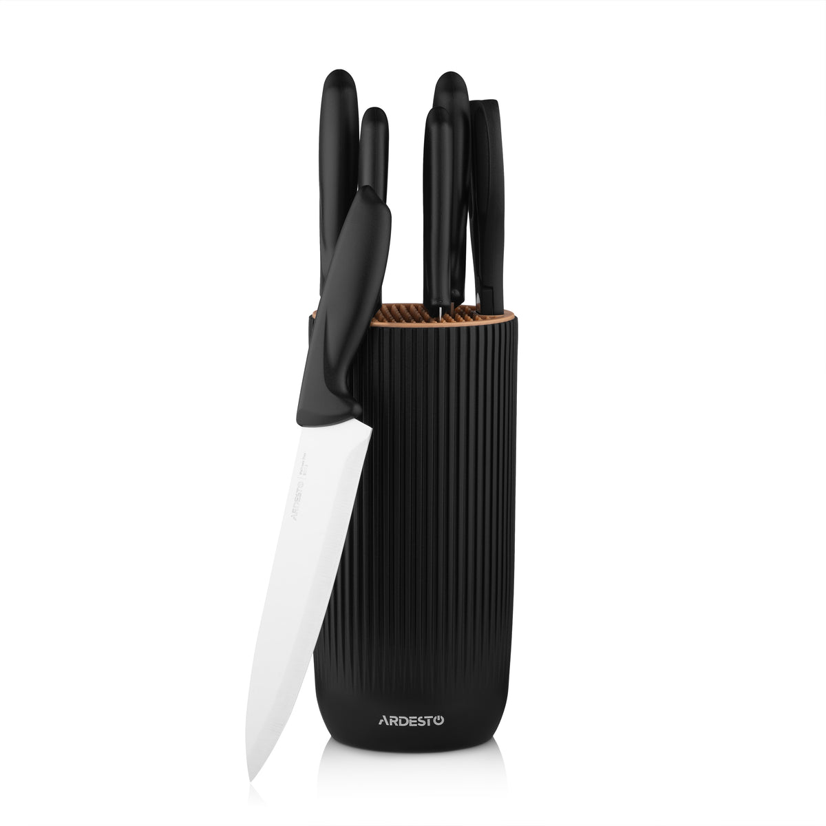 Knives set with block ARDESTO Gemini, 7pcs, stainless steel, plastic, black 767637177948