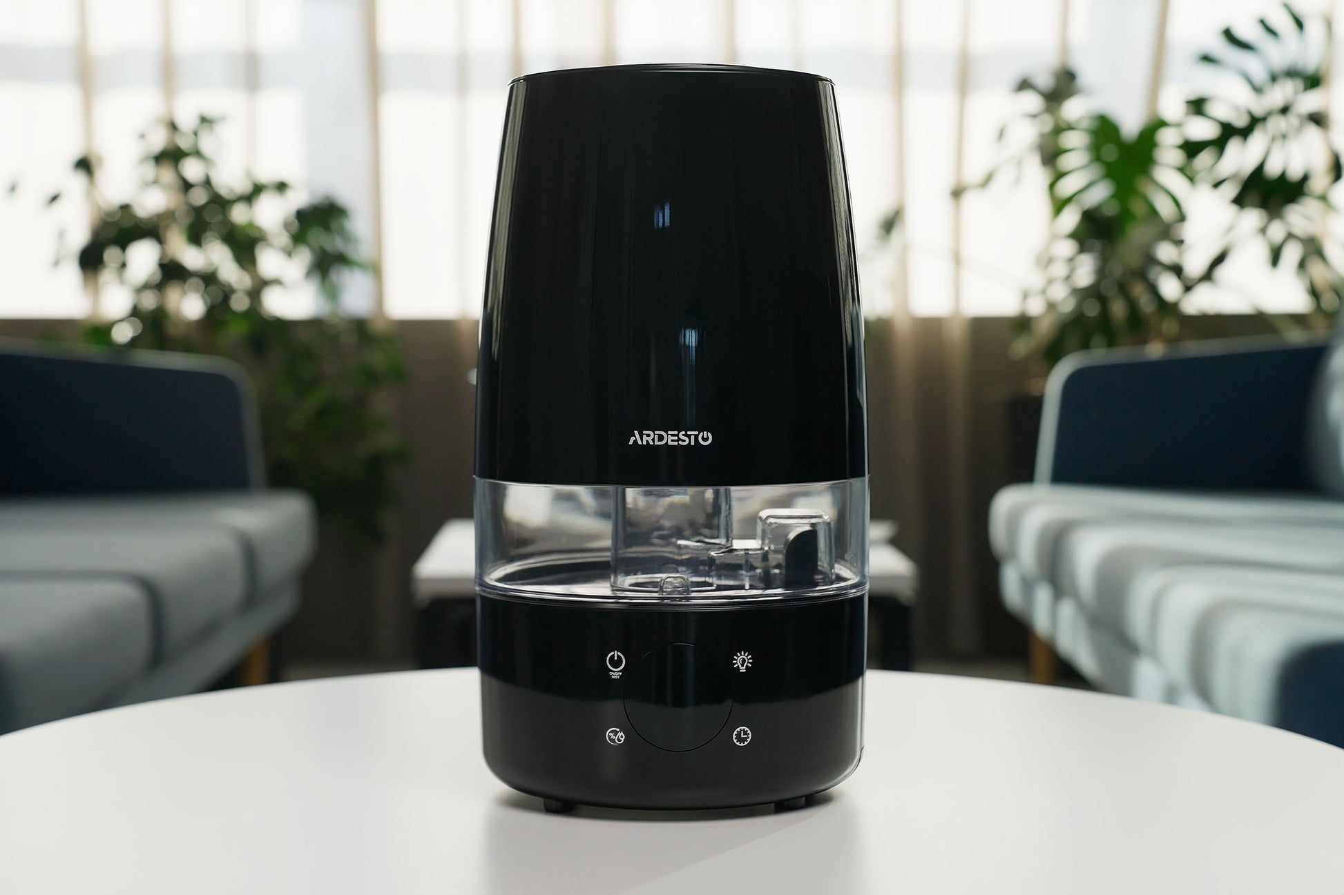 ARDESTO Air humidifier ultrasonic, 30m2, 4l, 280ml/h, electric. control, remote control, top. water inlet, display, black