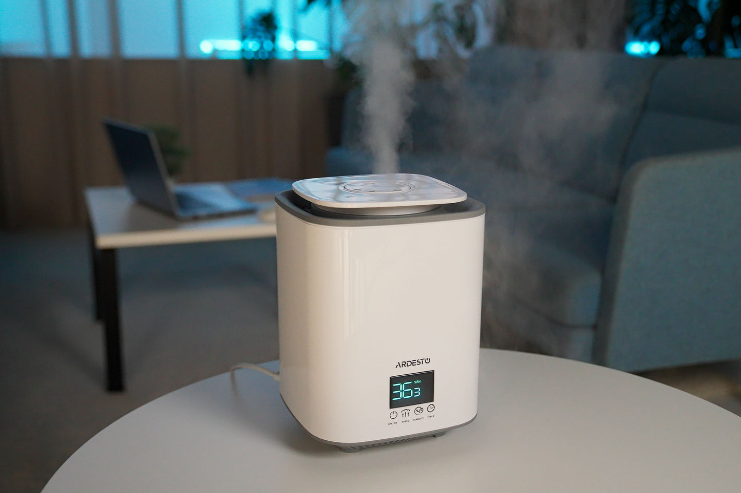 ARDESTO Air humidifier ultrasonic, 25m2, 3.1l, 250ml/h, electric. steering, upper water bay, display, white