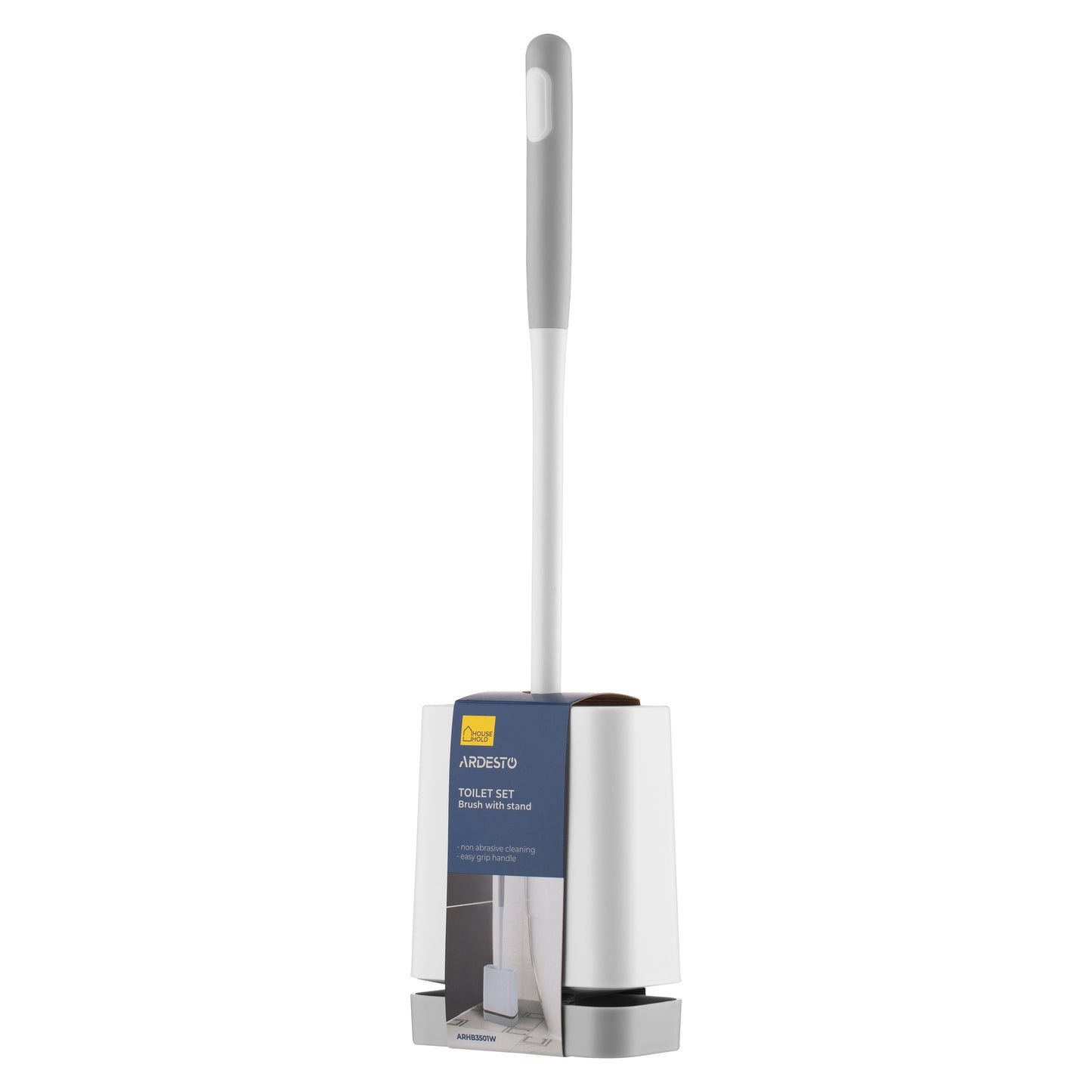 Ardesto Toilet brush set with stand 11.5x5.6x43cm, plastic, white