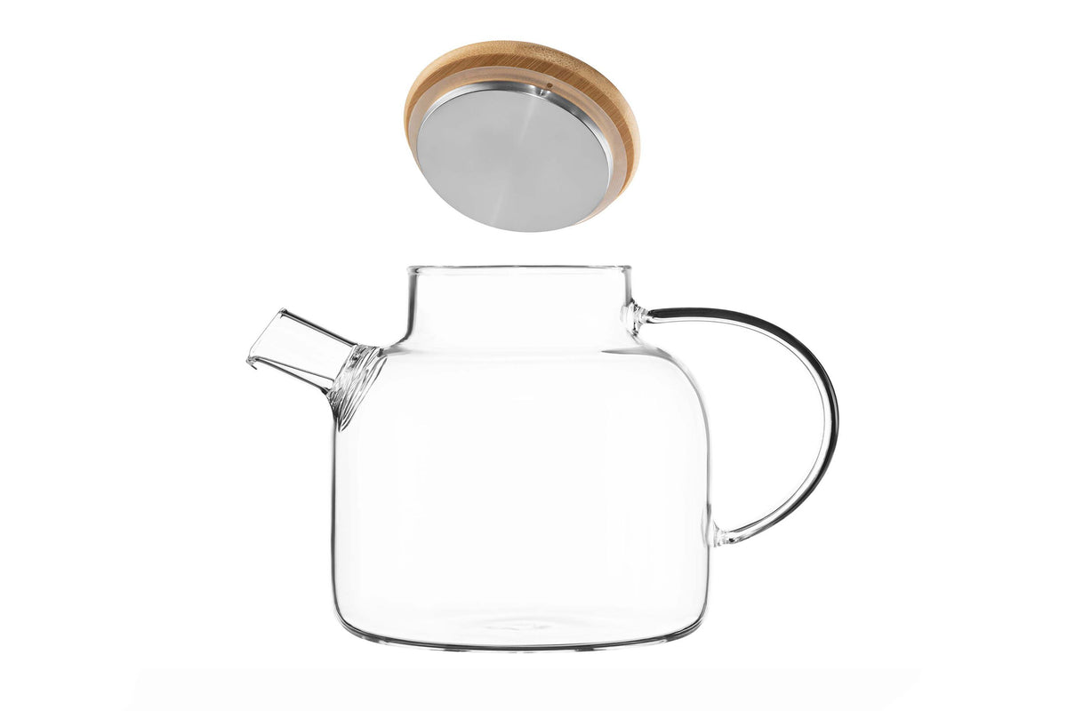Ardesto Teapot Gemini 1200ml, borosilicate glass, bamboo, transparent