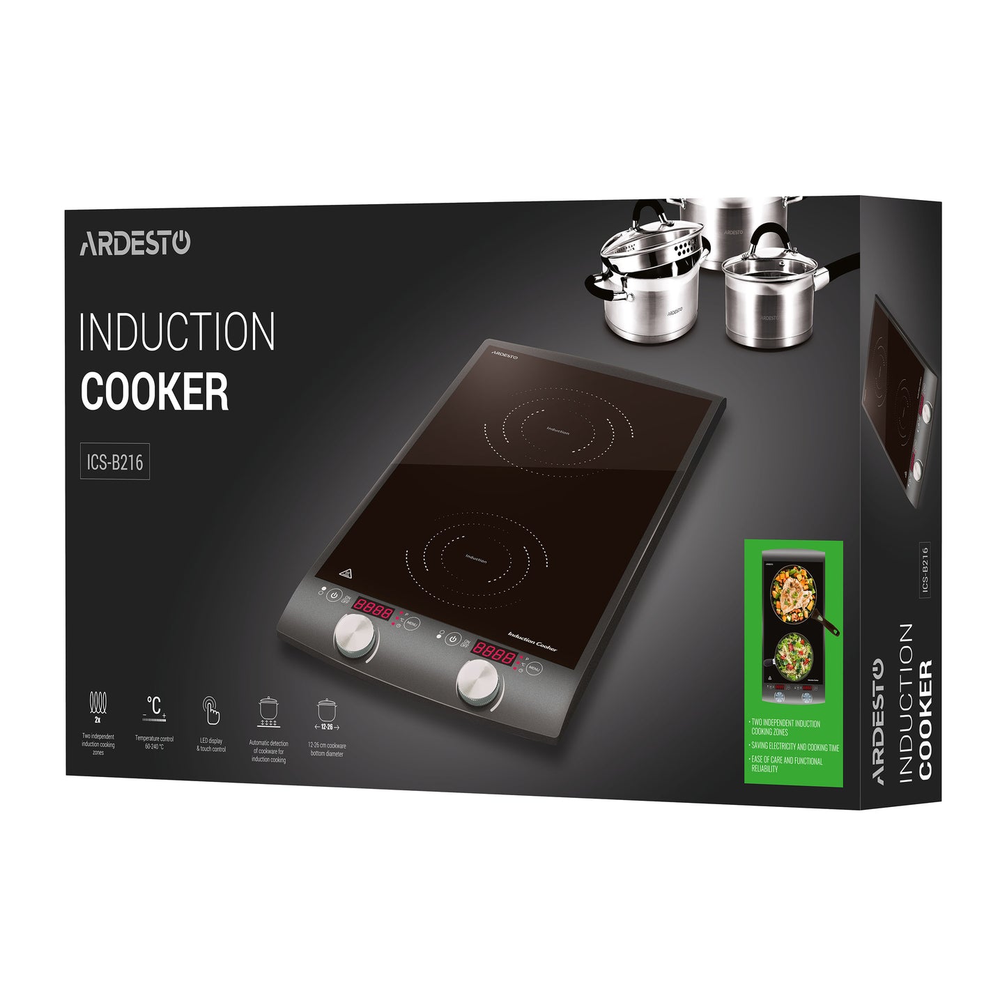 ARDESTO ICS-B216 electric cooking plate with two hob eyes with total power of 2900 W, combined control