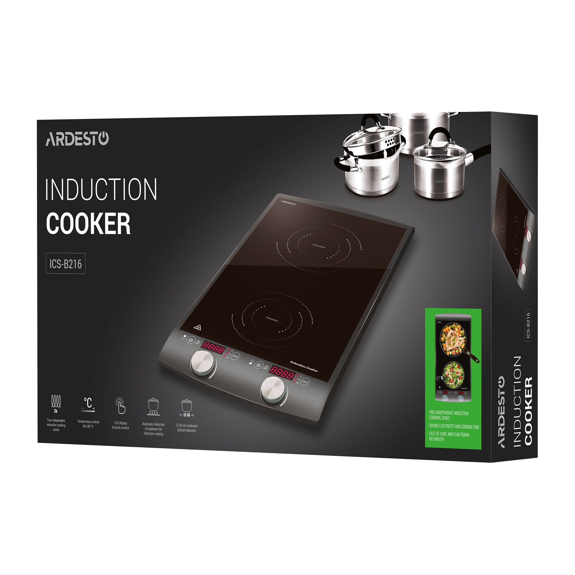 ARDESTO ICS-B216 electric cooking plate with two hob eyes with total power of 2900 W, combined control
