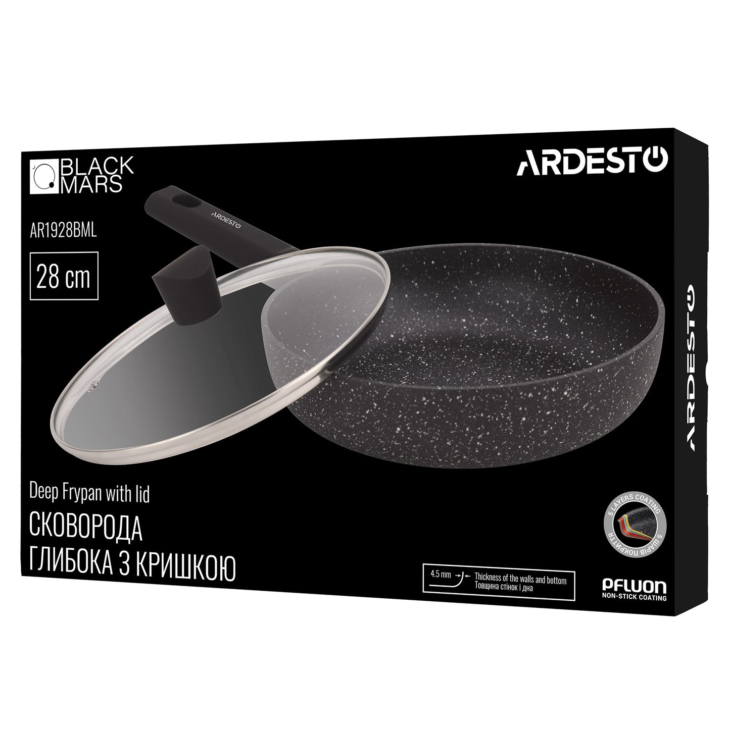Ardesto Fry pan Black Mars Sparkle, 28cm, aluminium, black