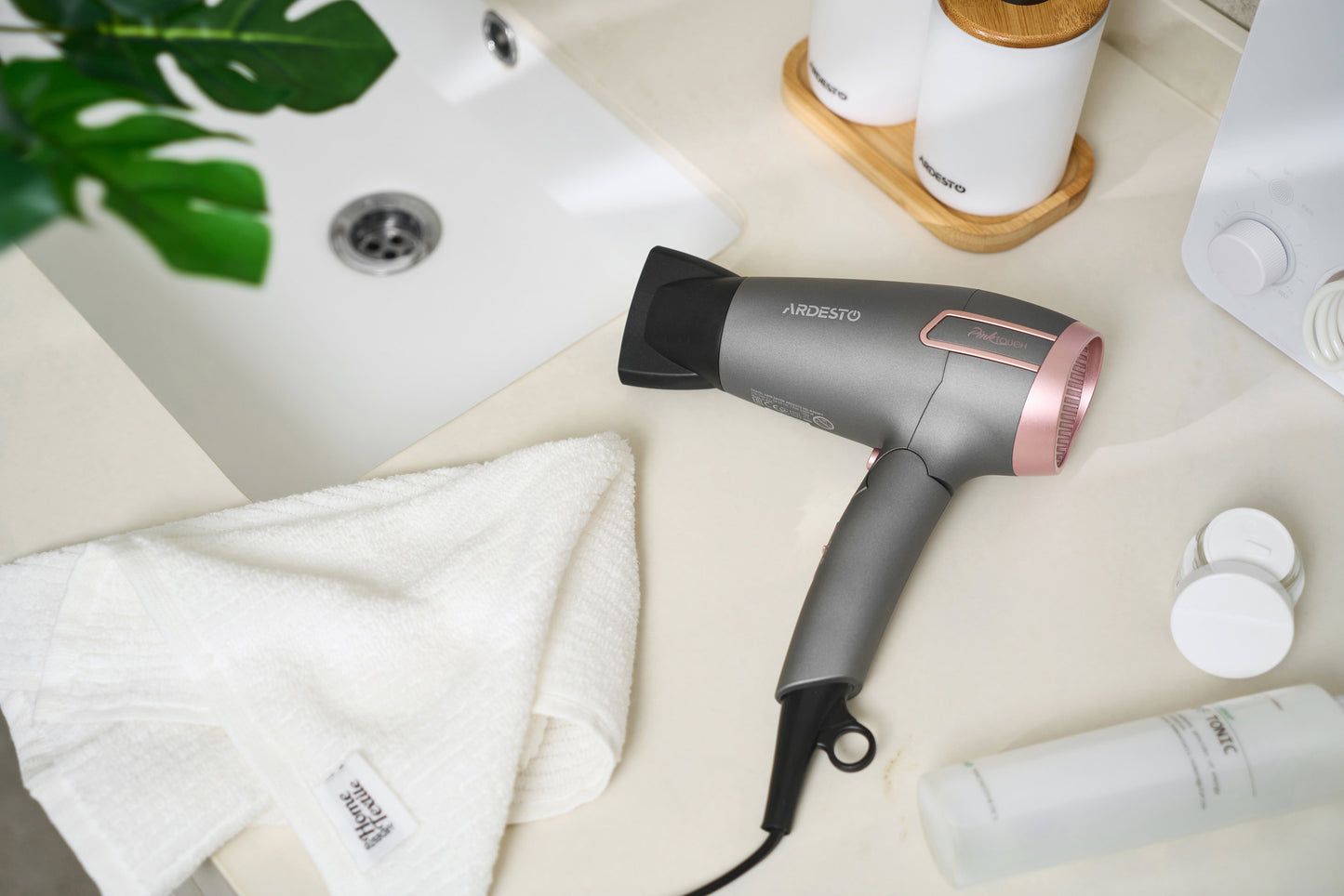 Ardesto Hair Dryer Pink Touch, 2000W, 2 speeds, 2 heat setting, foldable handle, gray+pink