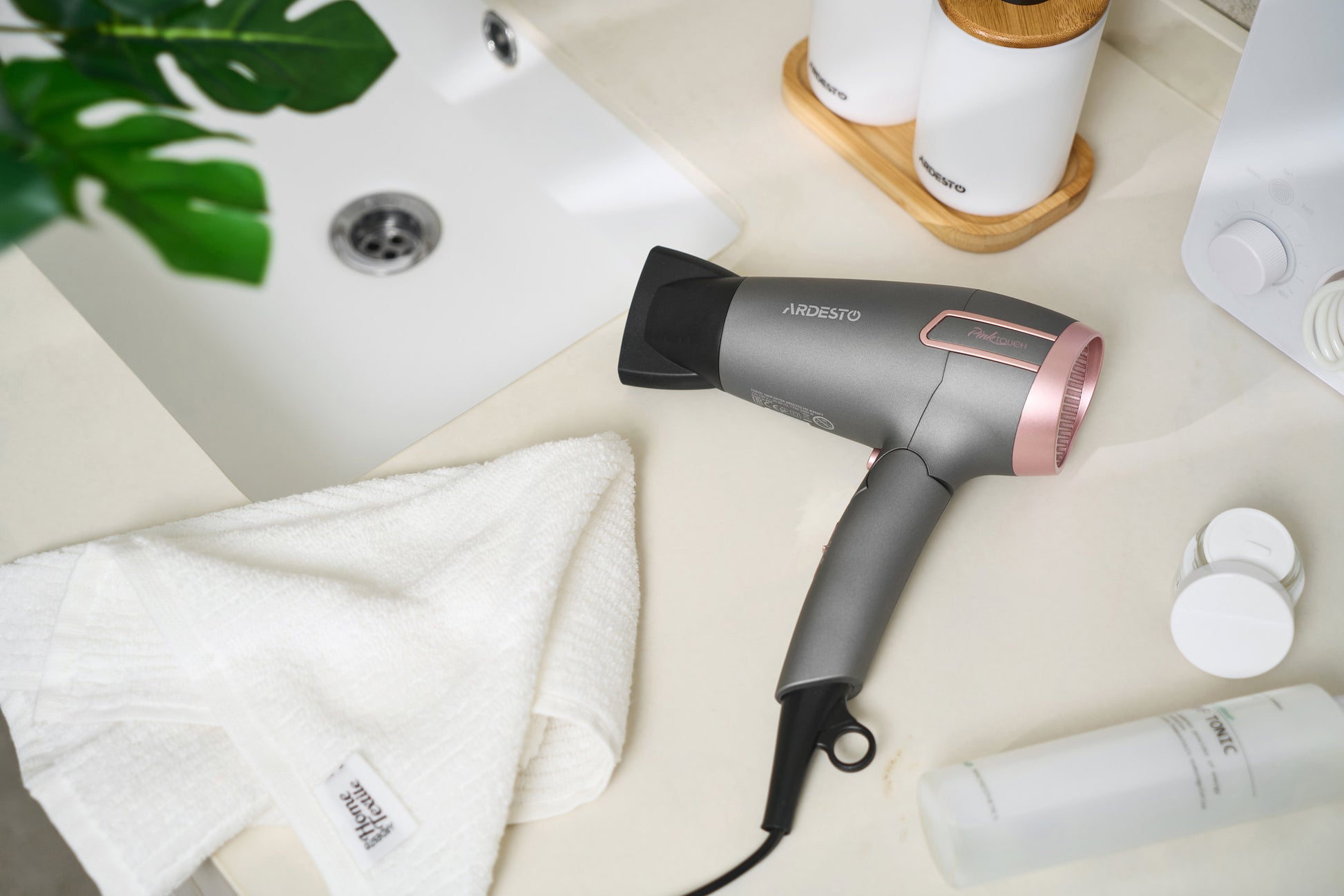 Ardesto Hair Dryer Pink Touch, 2000W, 2 speeds, 2 heat setting, foldable handle, gray+pink