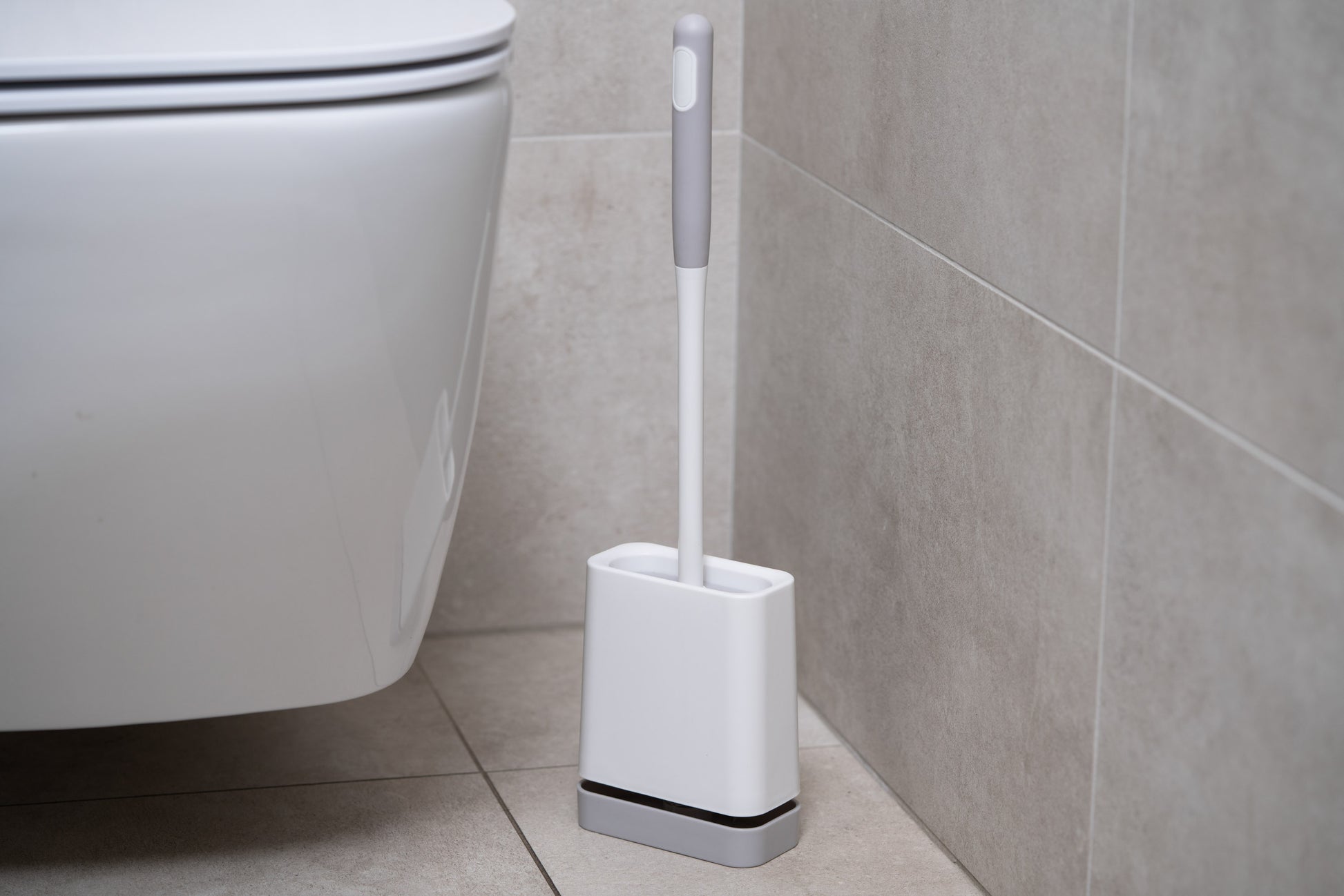 Ardesto Toilet brush set with stand 11.5x5.6x43cm, plastic, white
