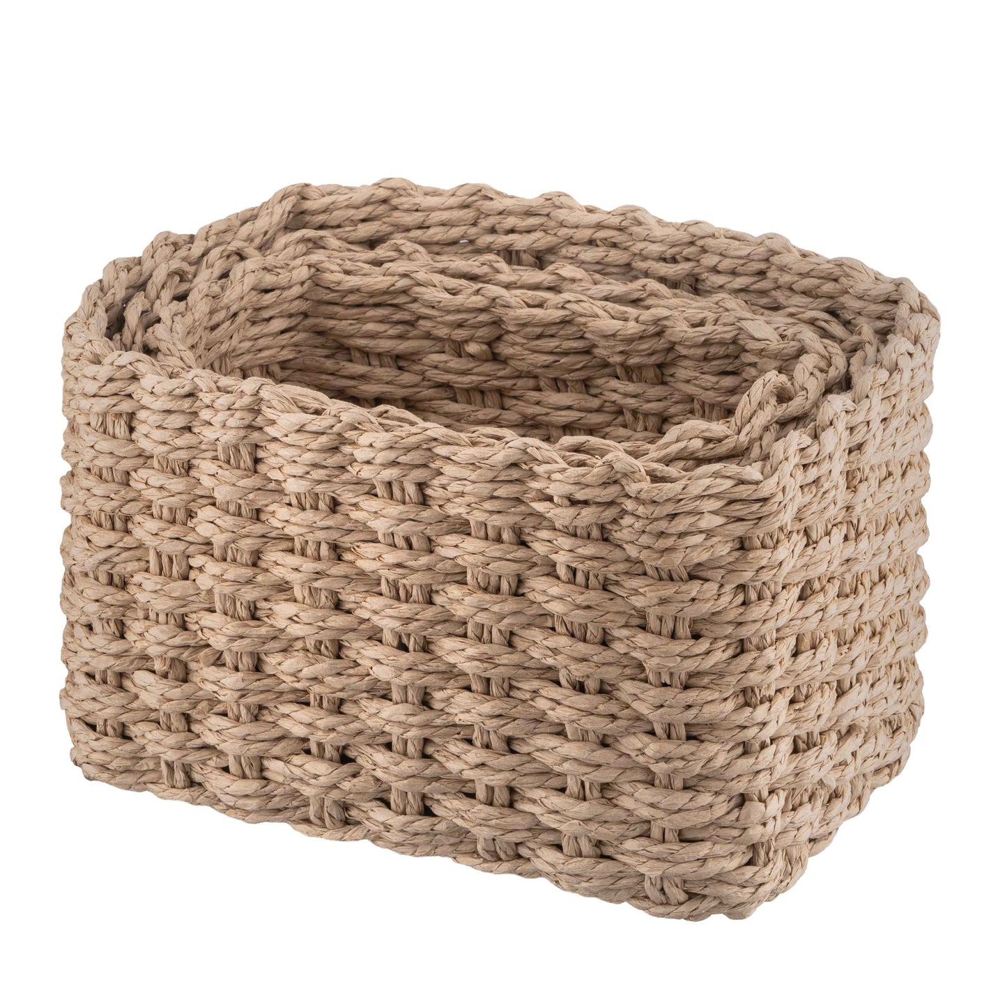ARDESTO Set of wicker storage baskets Prestigio (3.3/2.2/1.4l), 3 items, paper twine, beige 767637180559