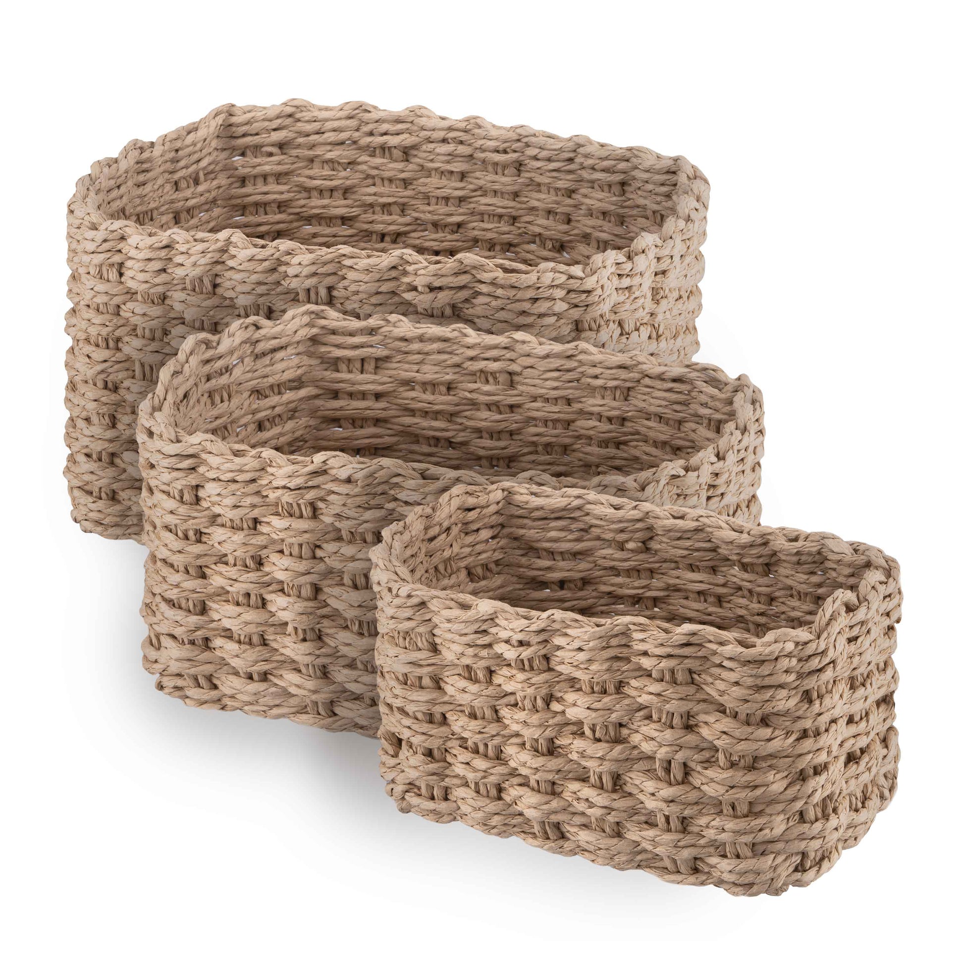 ARDESTO Set of wicker storage baskets Prestigio (3.3/2.2/1.4l), 3 items, paper twine, beige 767637180559