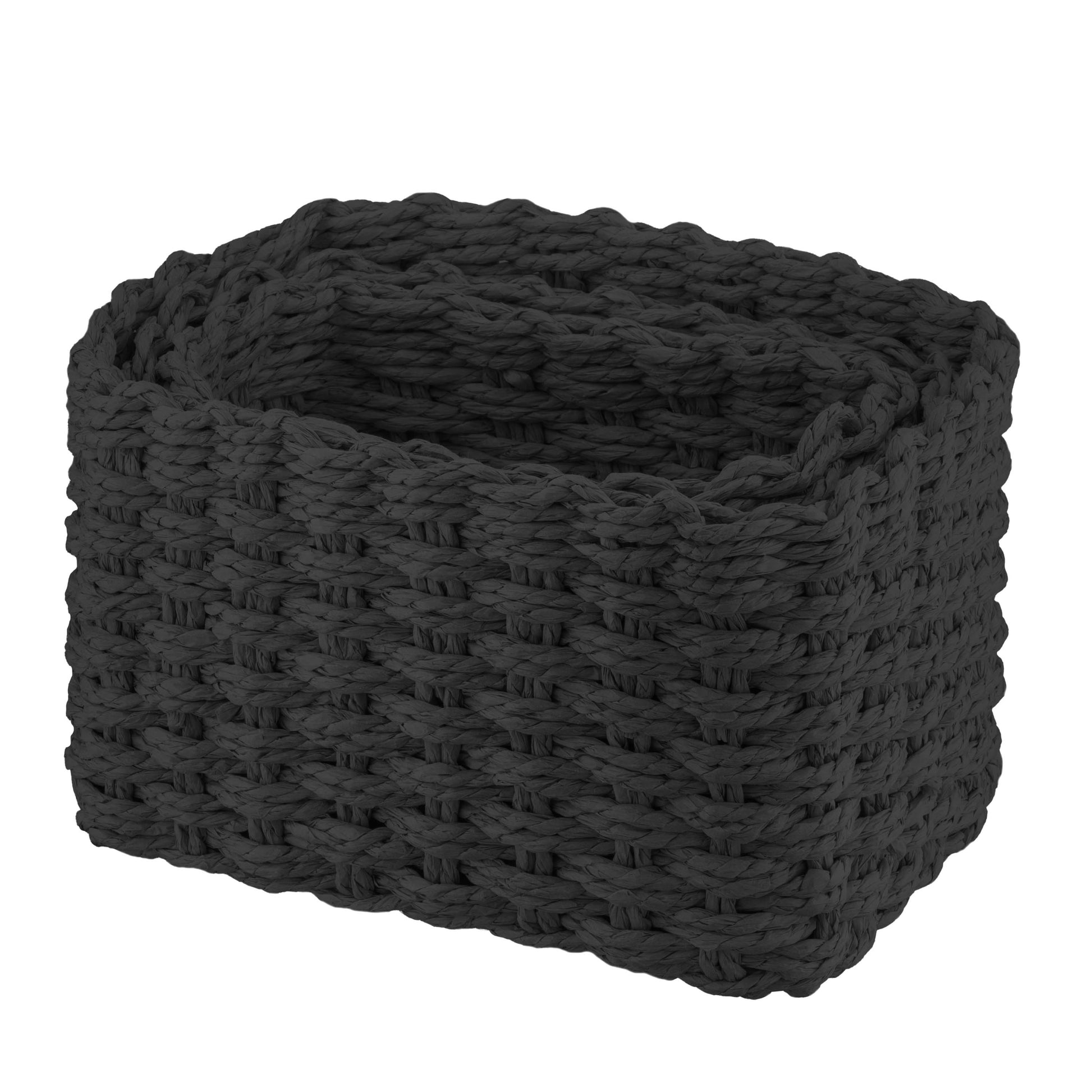 ARDESTO Set of wicker storage baskets Prestigio (3.3/2.2/1.4l), 3 items, paper twine, black 767637180542