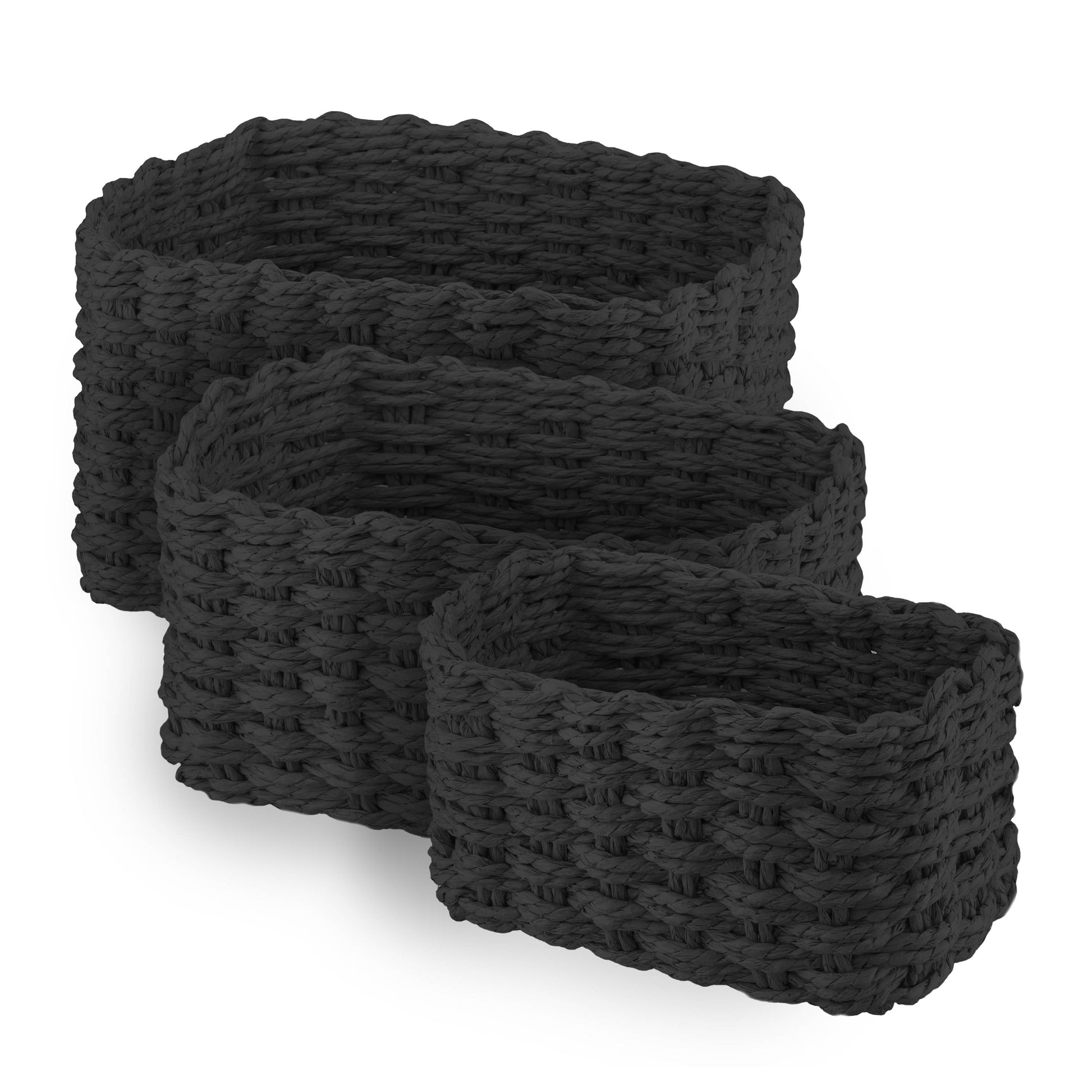 ARDESTO Set of wicker storage baskets Prestigio (3.3/2.2/1.4l), 3 items, paper twine, black 767637180542