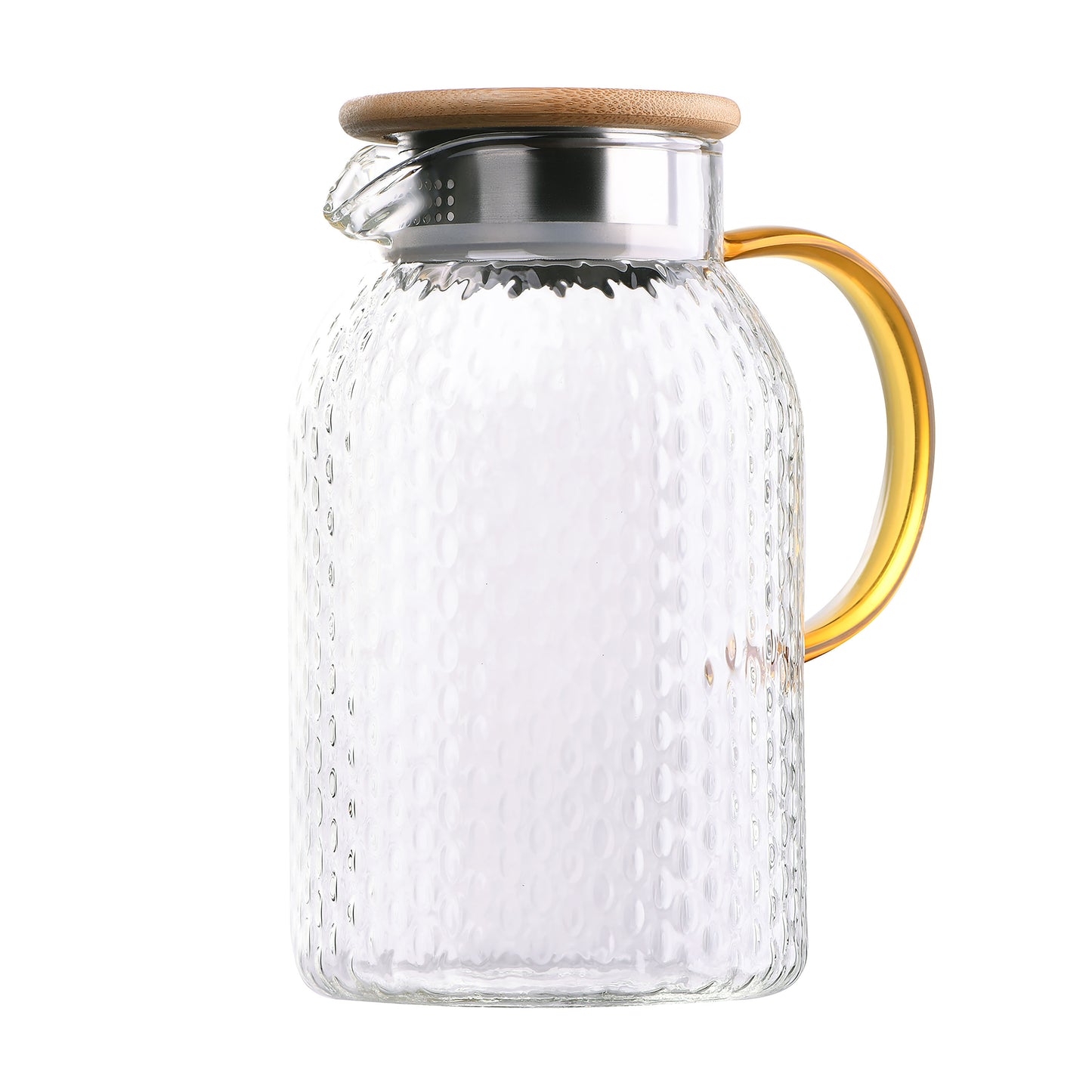 Ardesto Pitcher with lid Dew 1500ml, borosilicate glass, stainless steel, bamboo, transparent