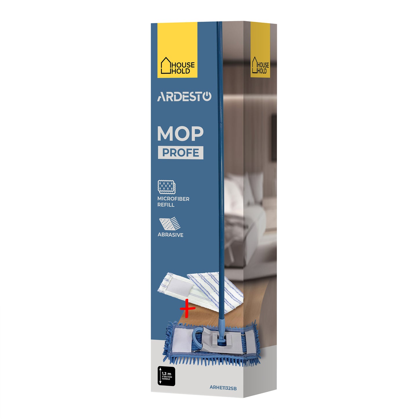 ARDESTO Mop Profe 40cm with 3-section handle 130cm and 2 refills, blue 767637179461