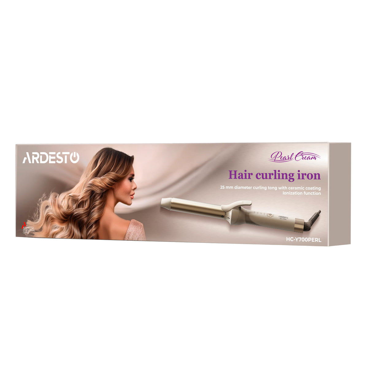 Ardesto Curling iron Pearl Cream HC-Y700PERL, 48W, >200С, display, ceramics, beige