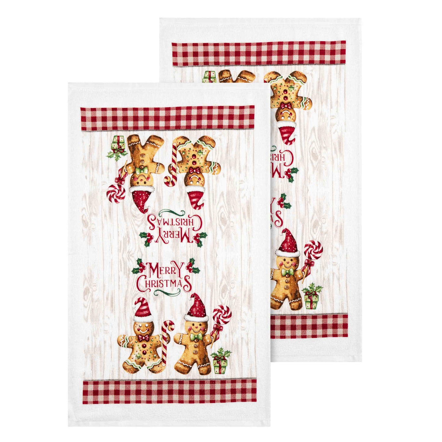 Ardesto Gift set of towels in a box Christmas Gingerbread 38х63cm, 2pcs, 100% cotton, red