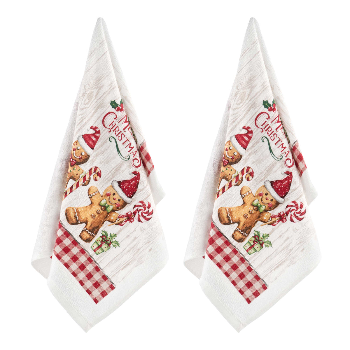 Ardesto Gift set of towels in a box Christmas Gingerbread 38х63cm, 2pcs, 100% cotton, red
