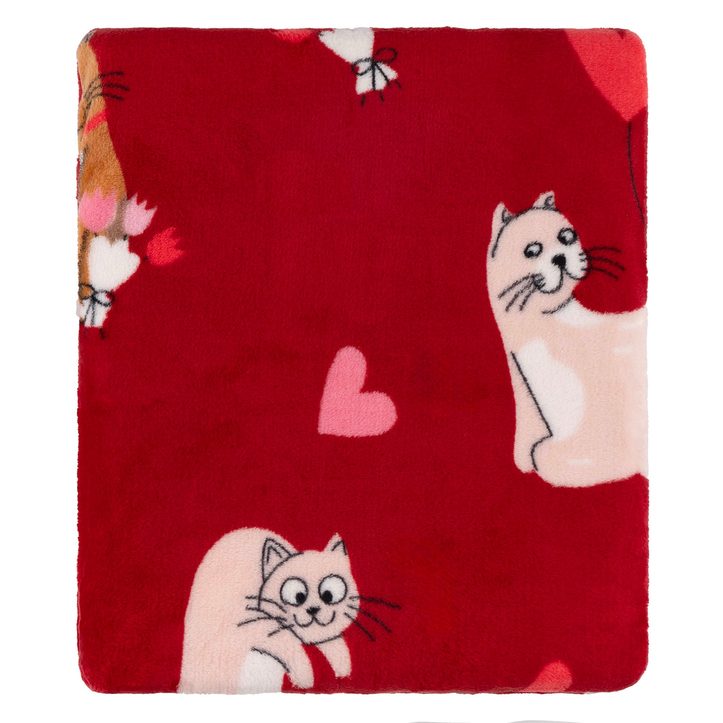 Ardesto Flannel blanket 160x200cm, 100% polyester, cats with hearts
