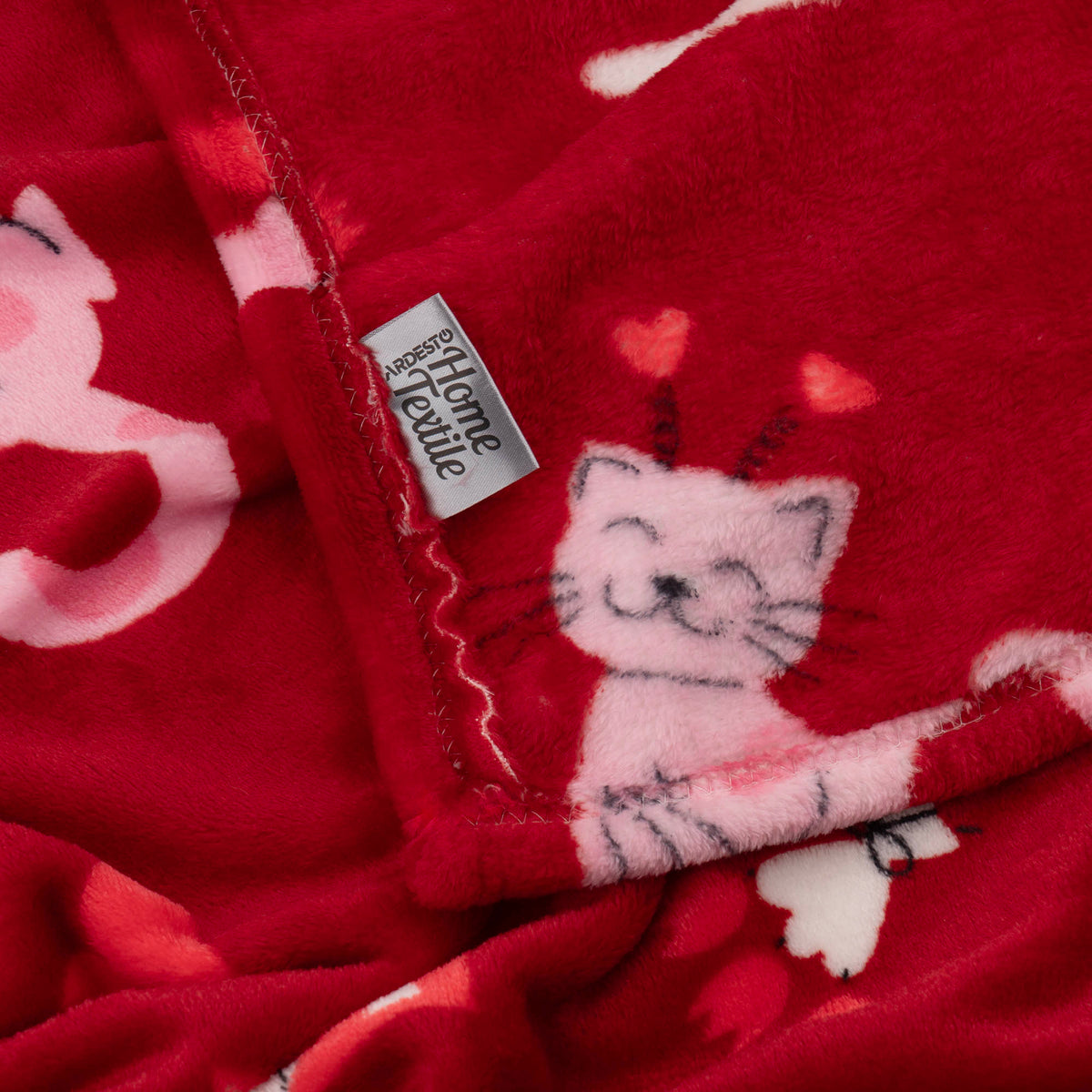 Ardesto Flannel blanket 160x200cm, 100% polyester, cats with hearts