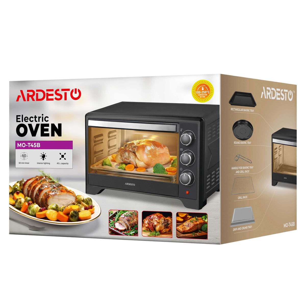 ARDESTO Electric oven, 45L, 2015W, mech., black