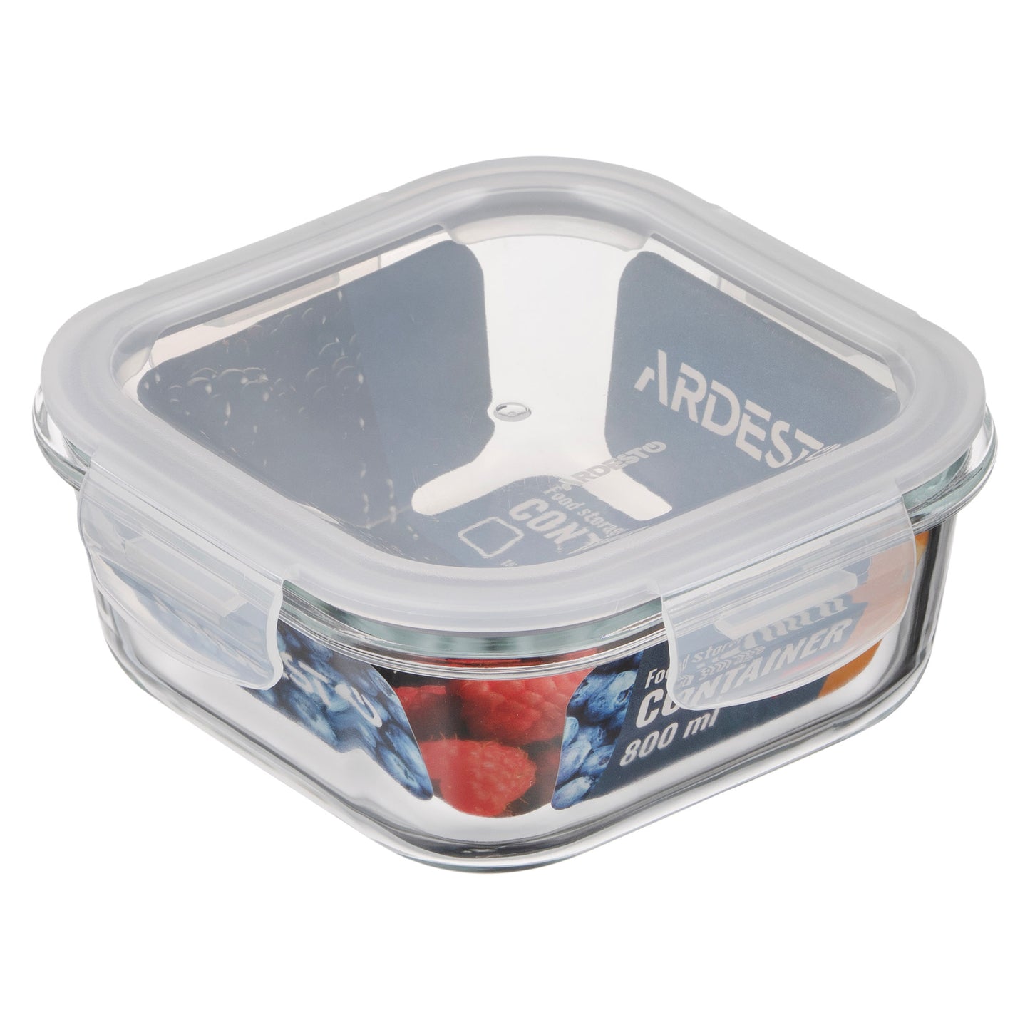 Ardesto Food storage container Gemini 0.8l, borosilicate glass, plastic, square, transparent