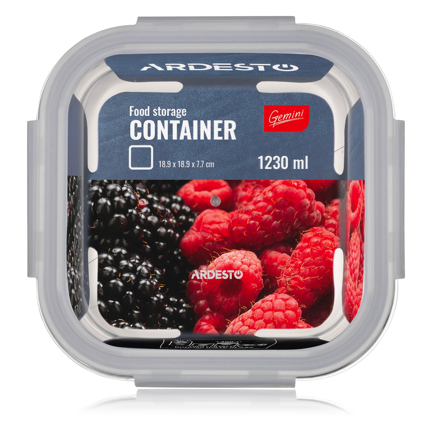 Ardesto Food storage container Gemini 1.23l, borosilicate glass, plastic, square, transparent