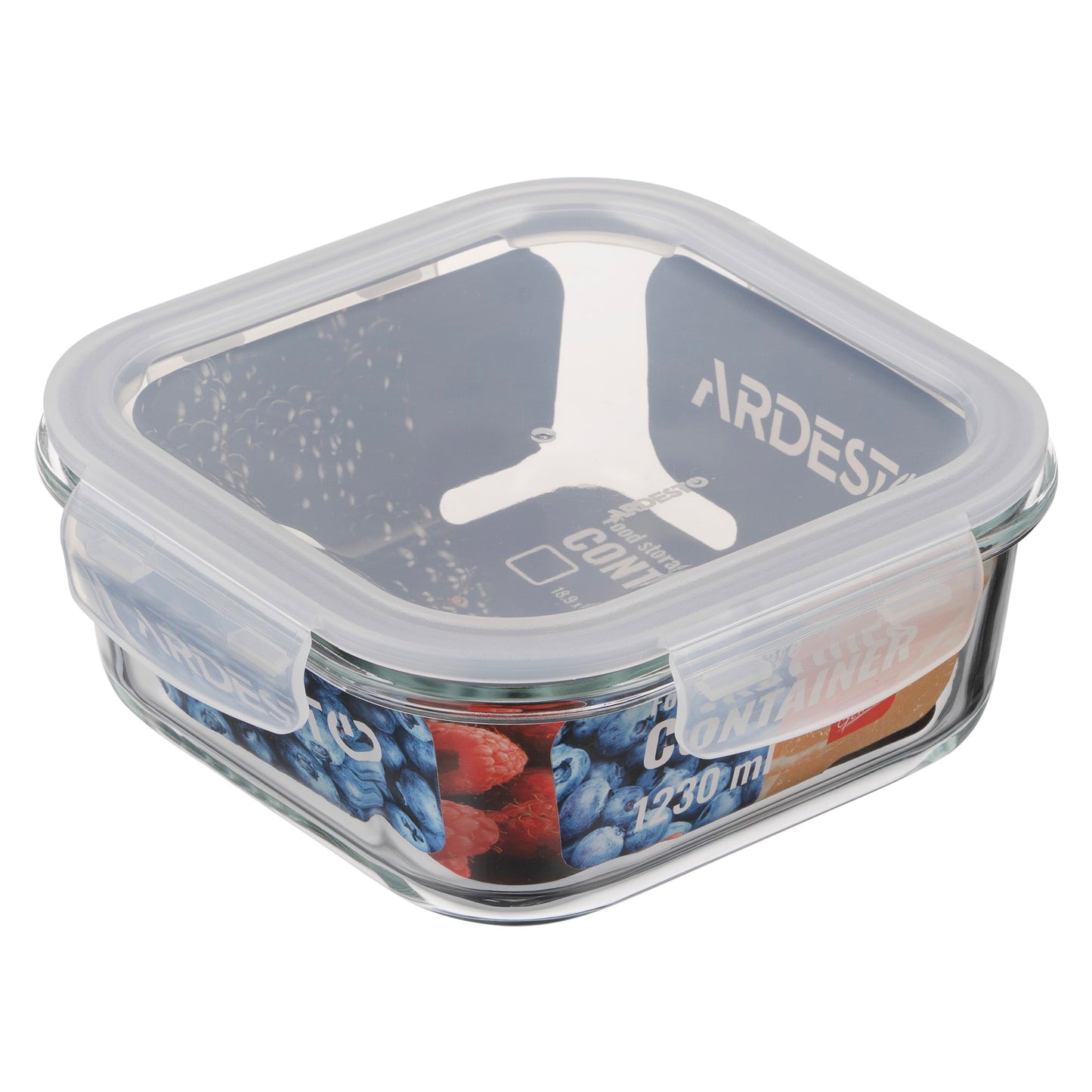 Ardesto Food storage container Gemini 1.23l, borosilicate glass, plastic, square, transparent