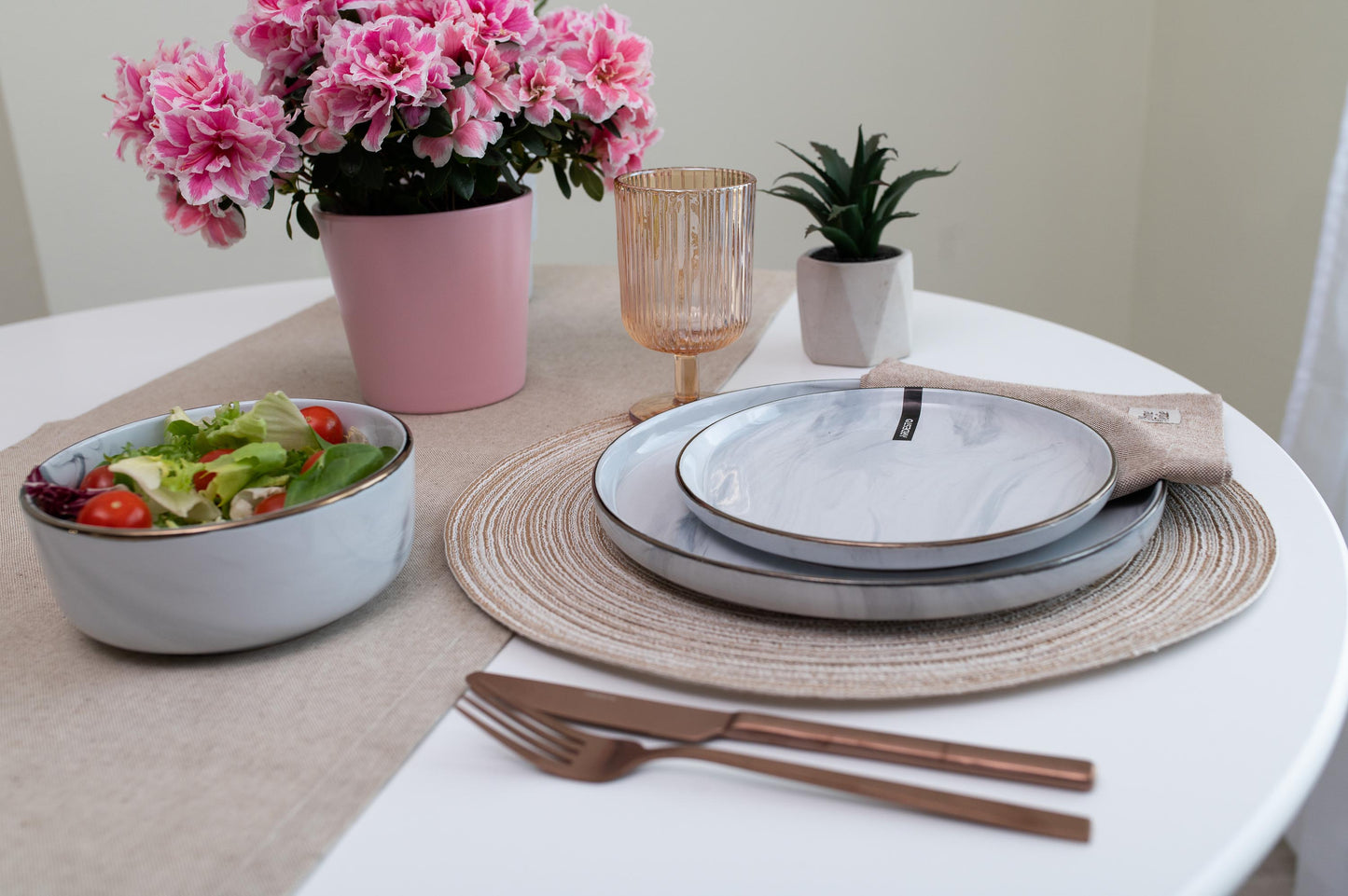 Ardesto Bowl Marmo, 15.6cm, ceramics, white