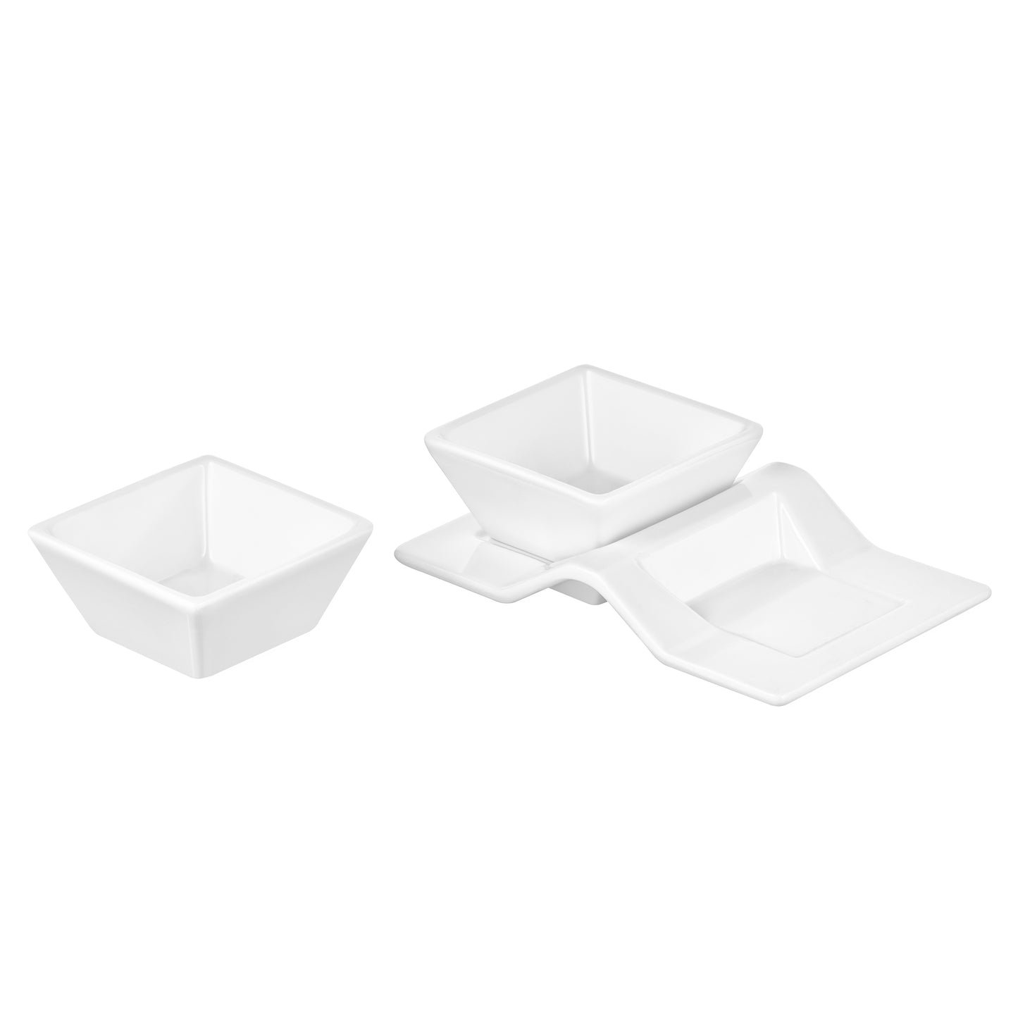 ARDESTO Set for snack, 3pcs, porcelain, white